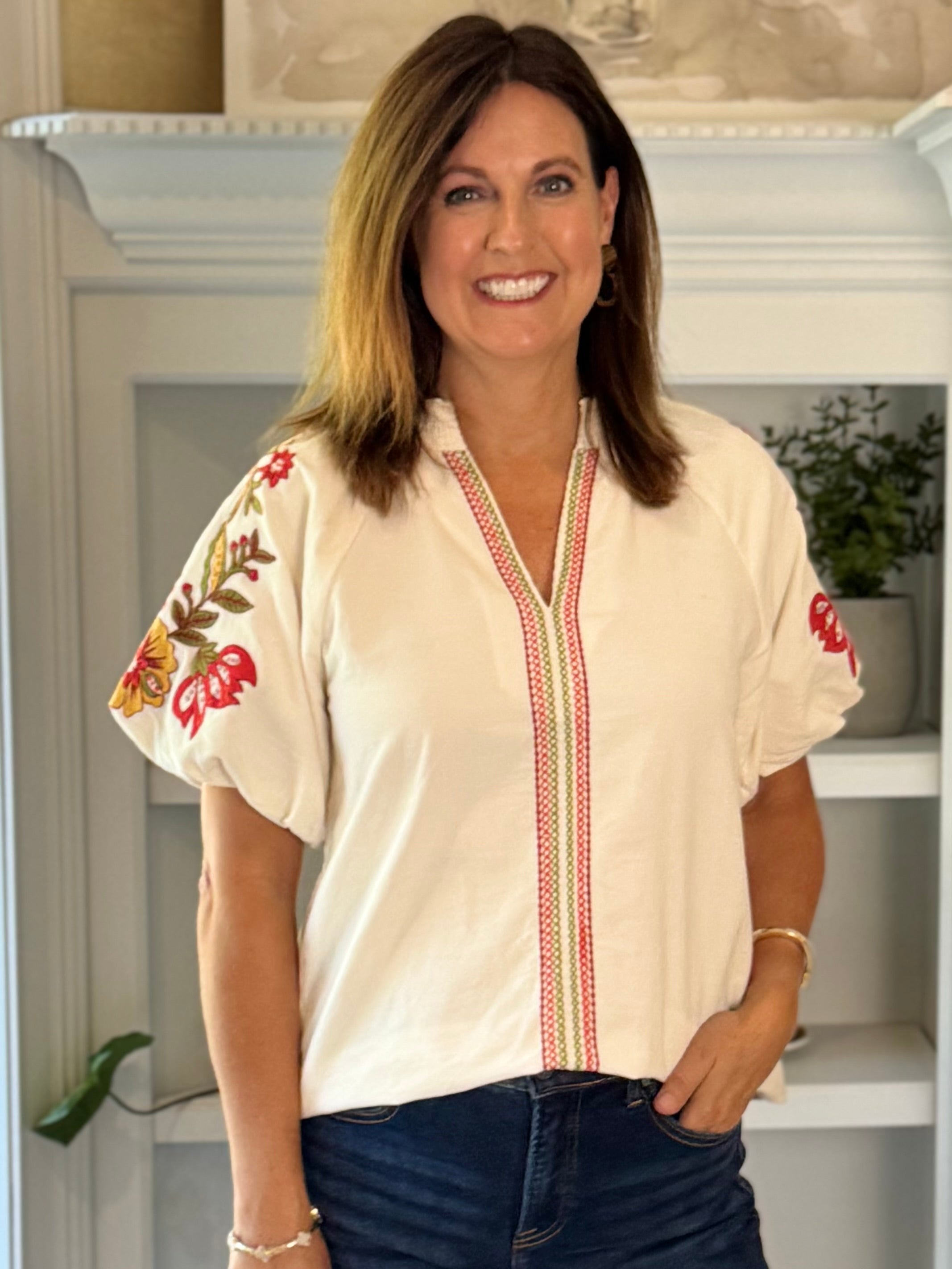 THML Corduroy Spirit Embroidered Top