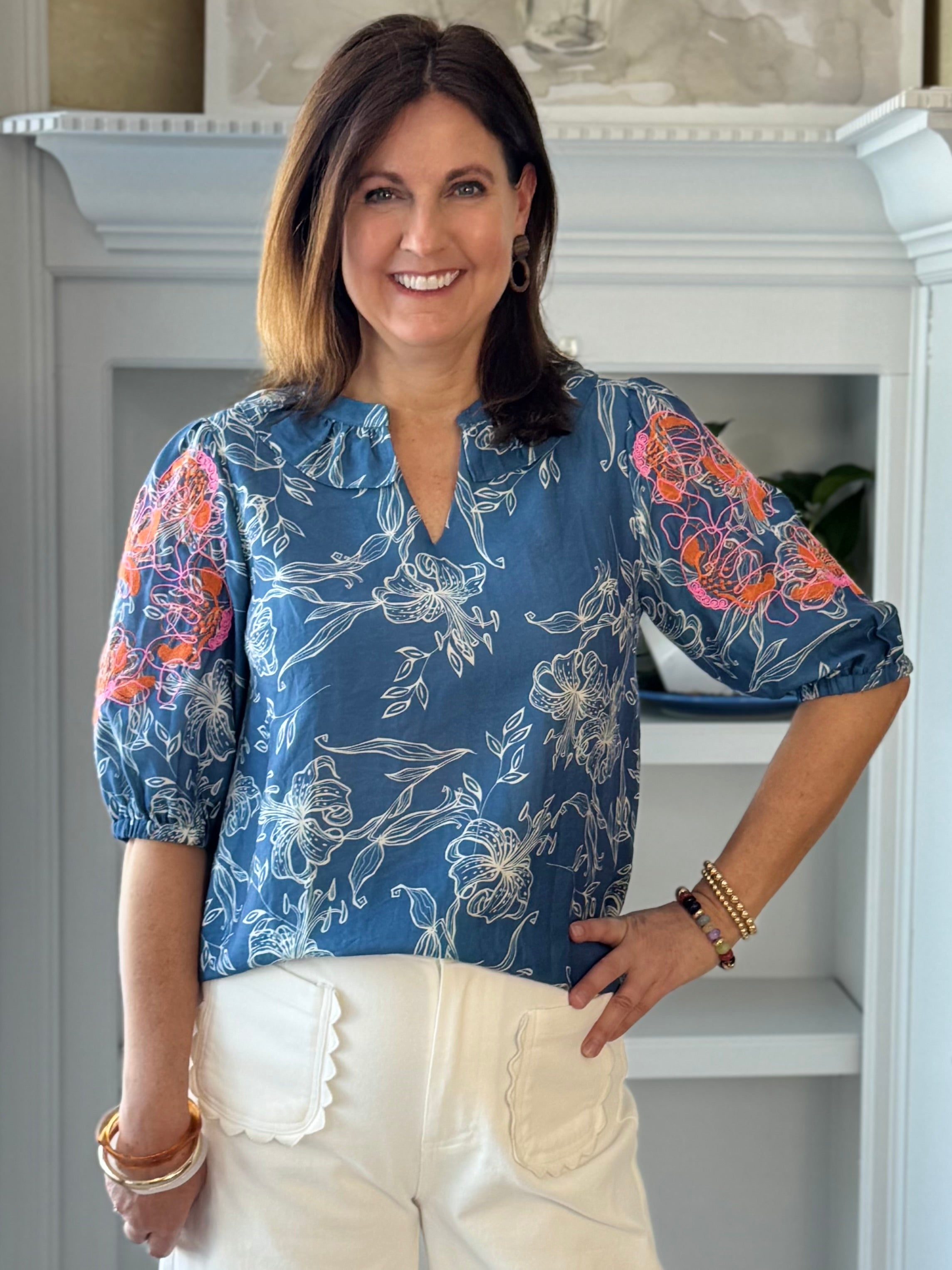 Blue Note Embroidered Blouse