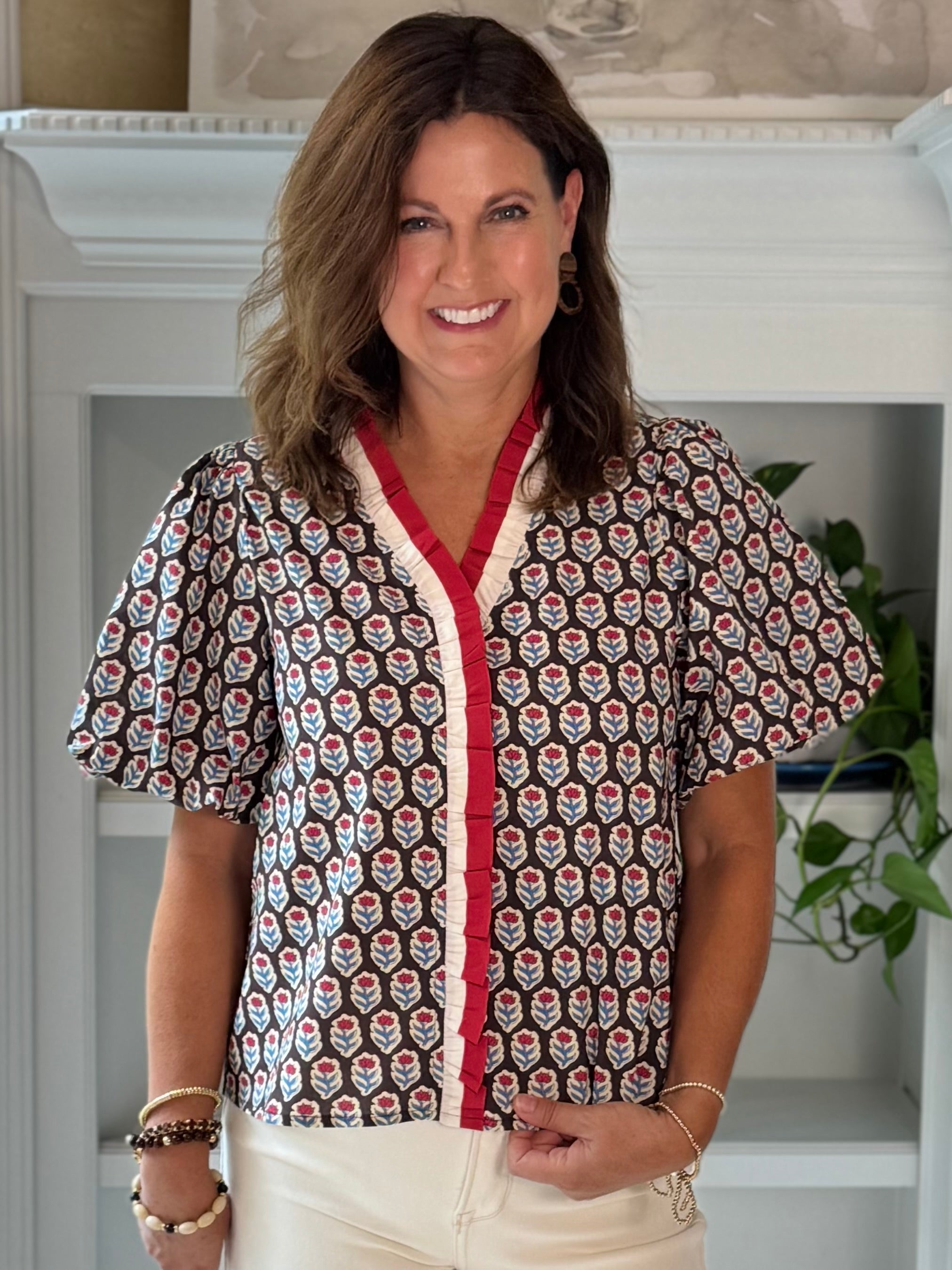 Scarlet Trim Floral top