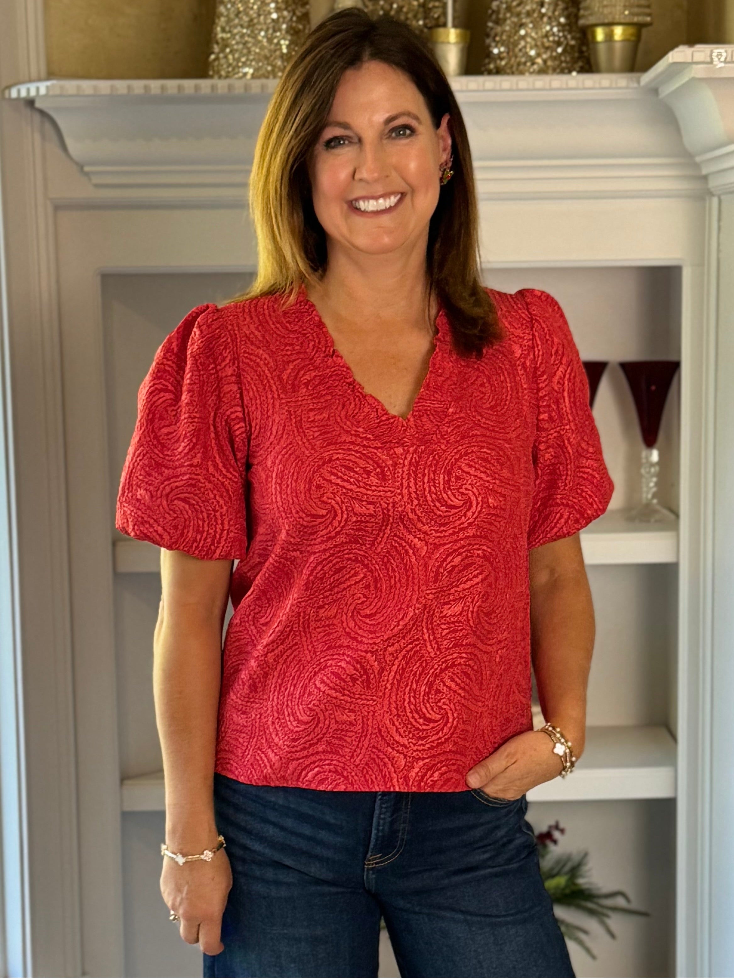 Crimson Swirl Blouse