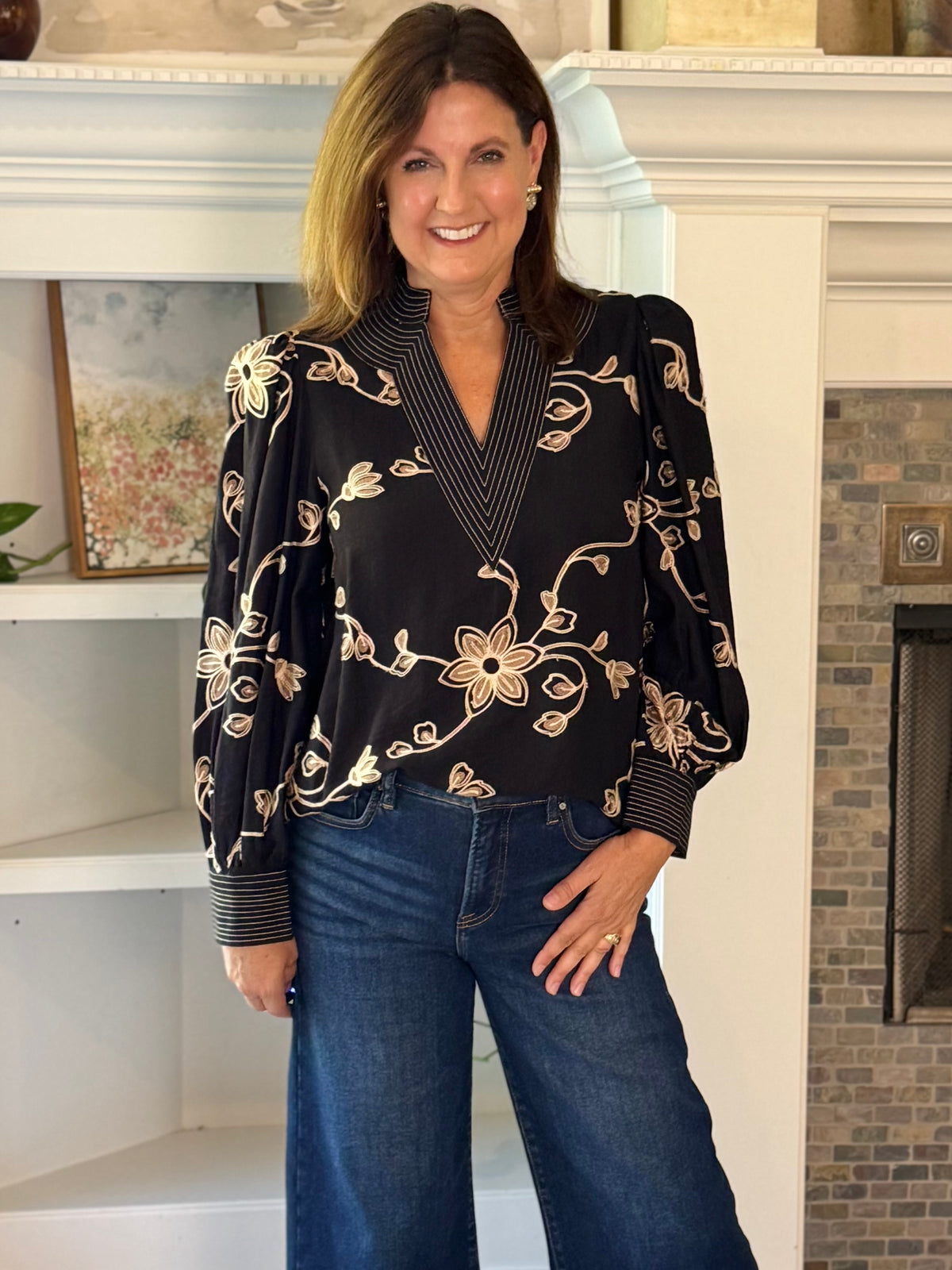 Remarkable Details Embroidered Blouse - Black