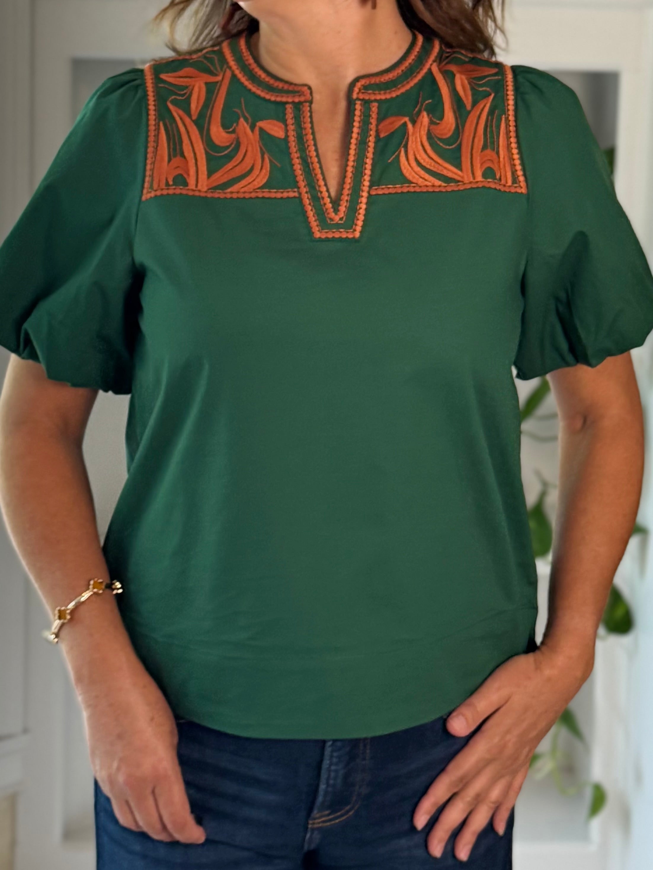 Autumn Ember Embroidered Top