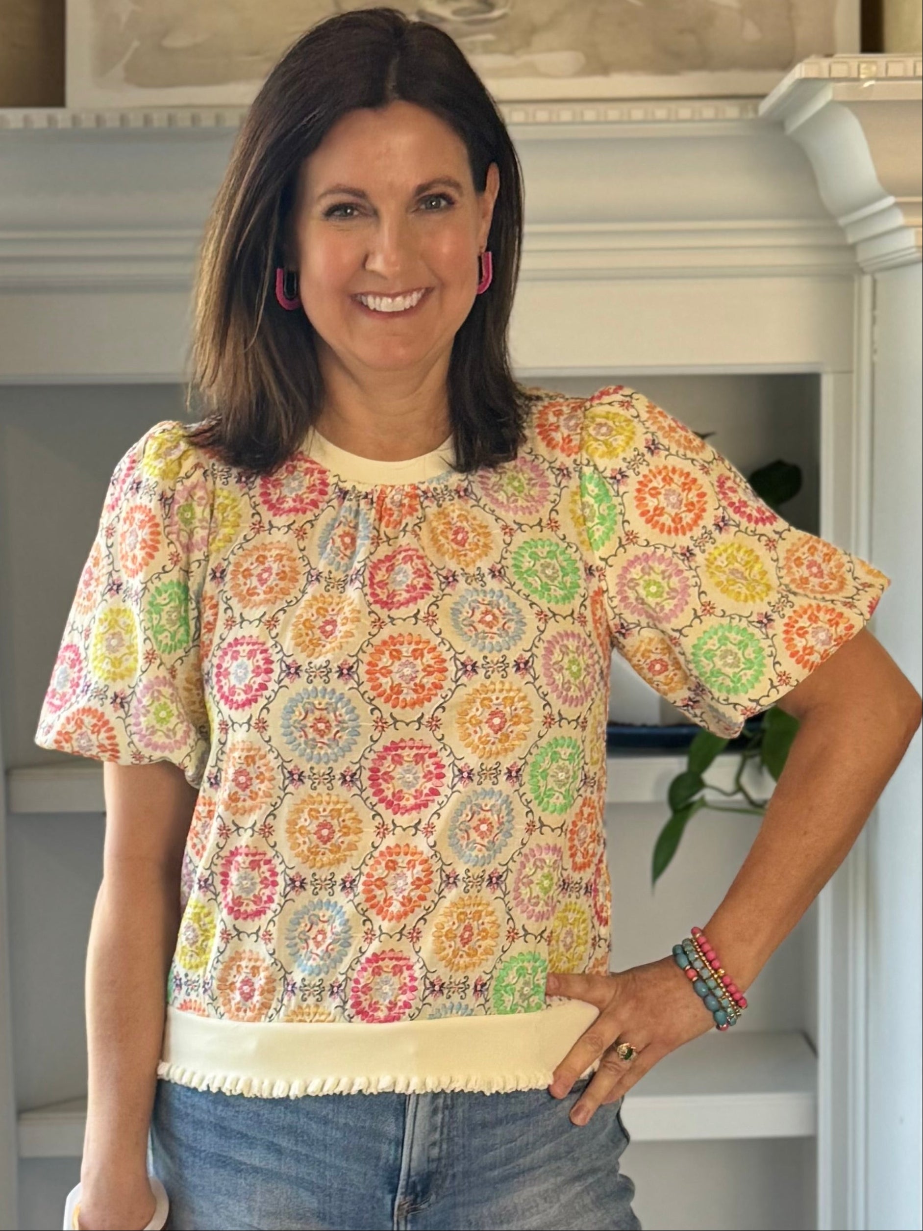 Happy Days Embroidered Top