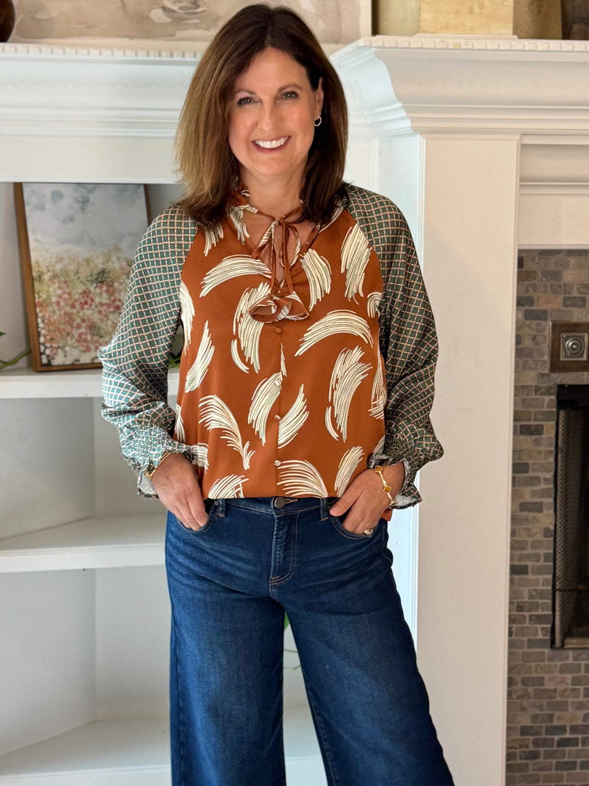 THML Signature Stroke Print Blouse