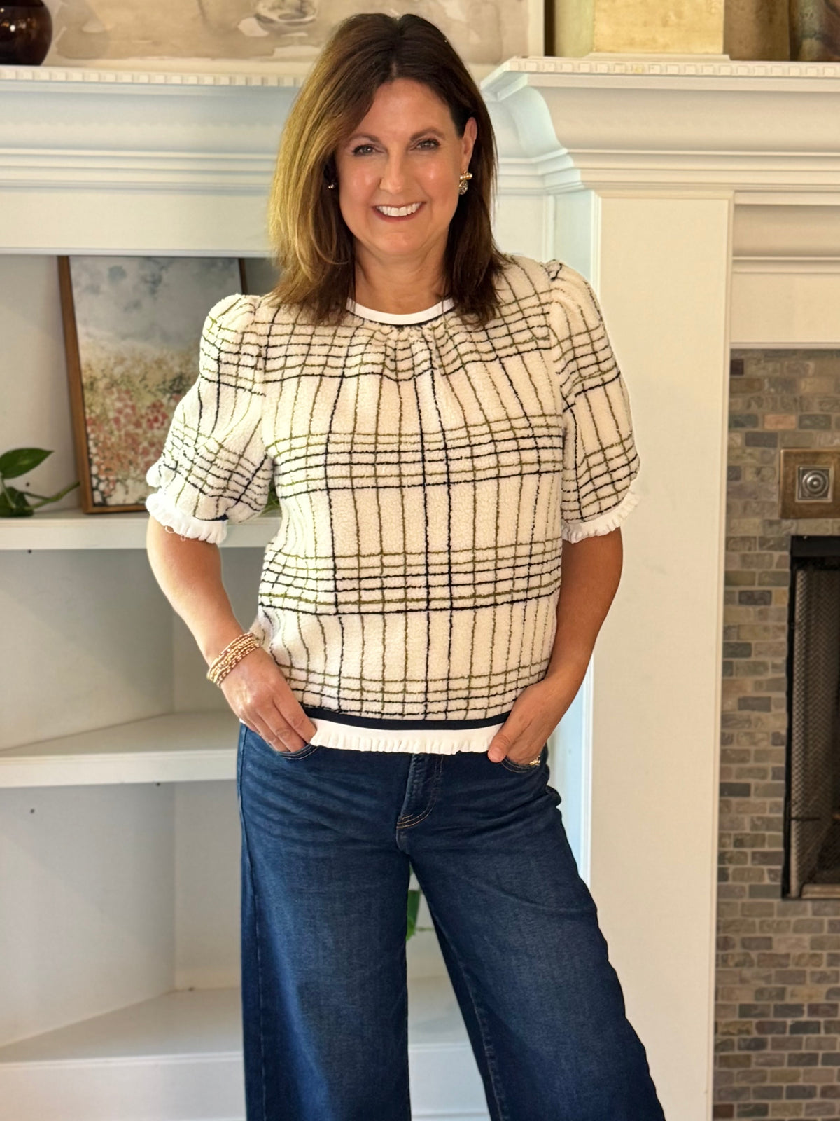 Plaid to Meet You Sherpa Top