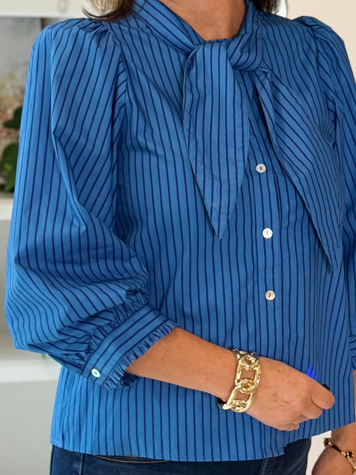Lovely Stripes Tie Top - Blue