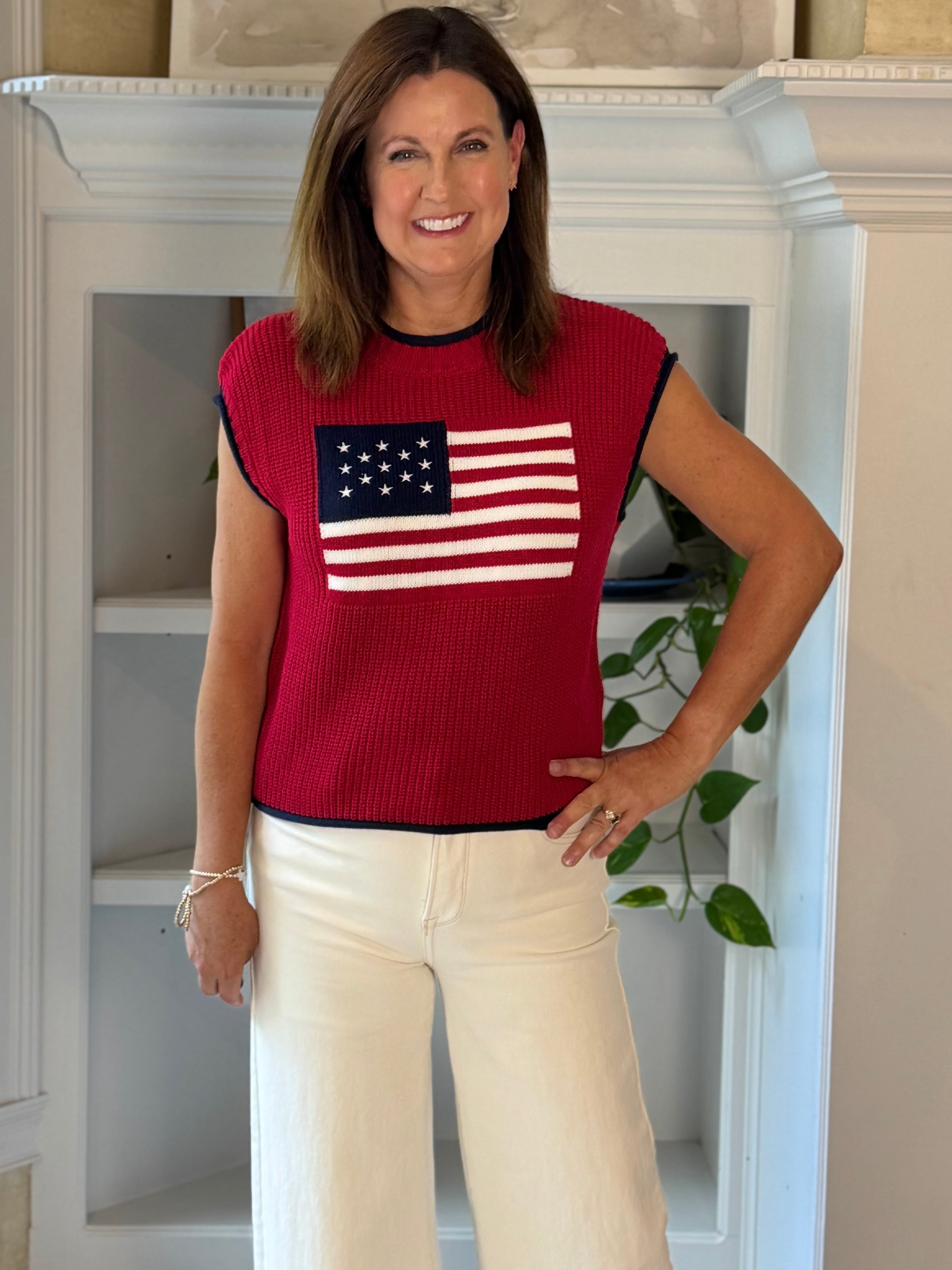 Stars & Stripes Knit Top - Red