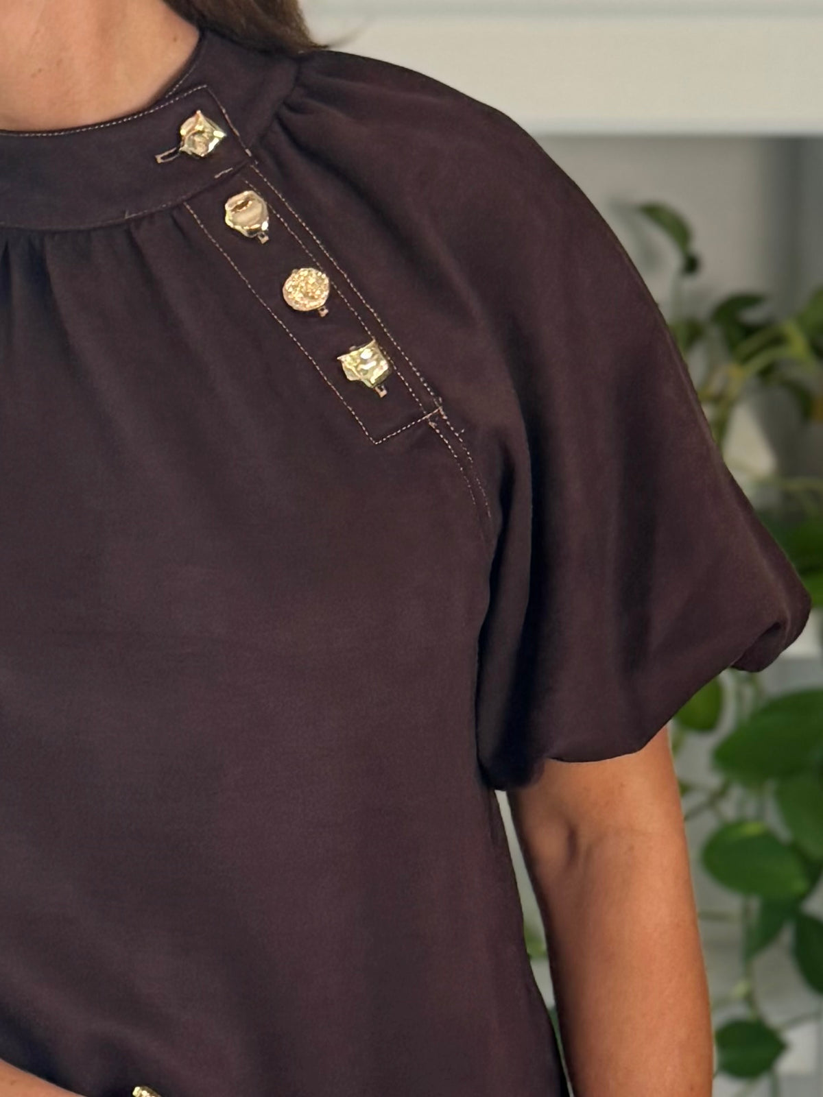 THML Signature Top - Brown Faux Suede