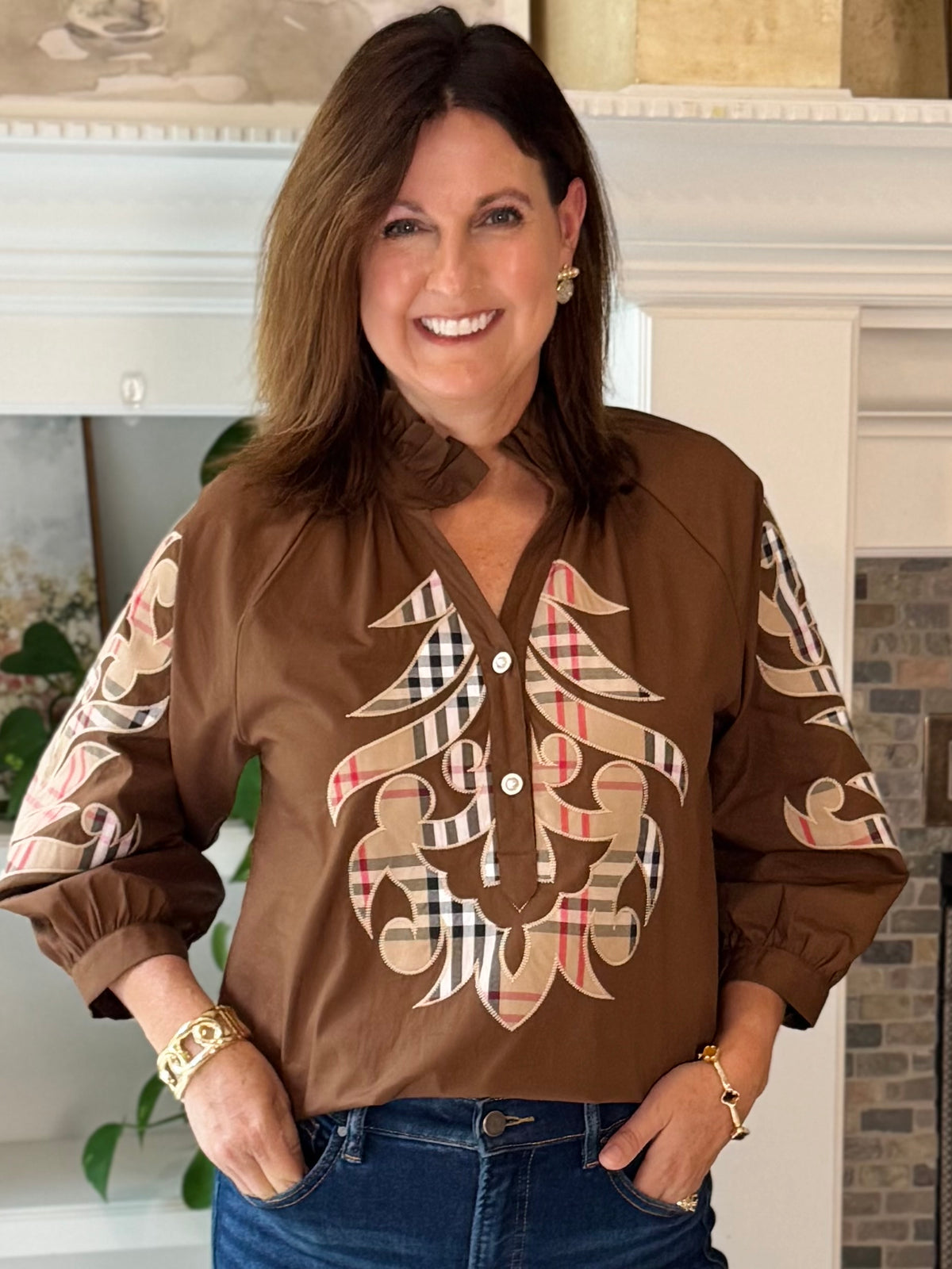 Art of Plaid Embroidered Top