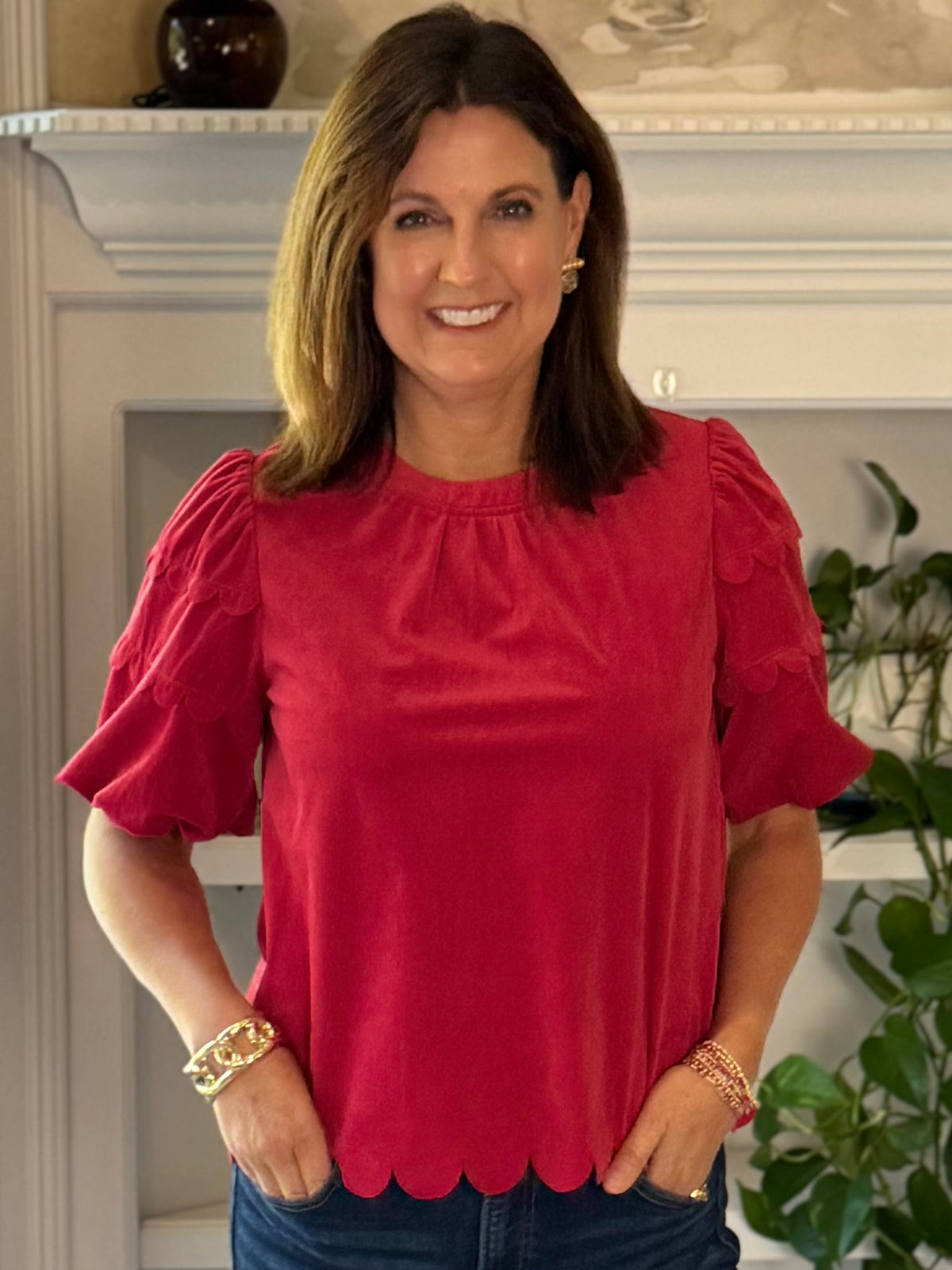 Corduroy Crush Scalloped Top