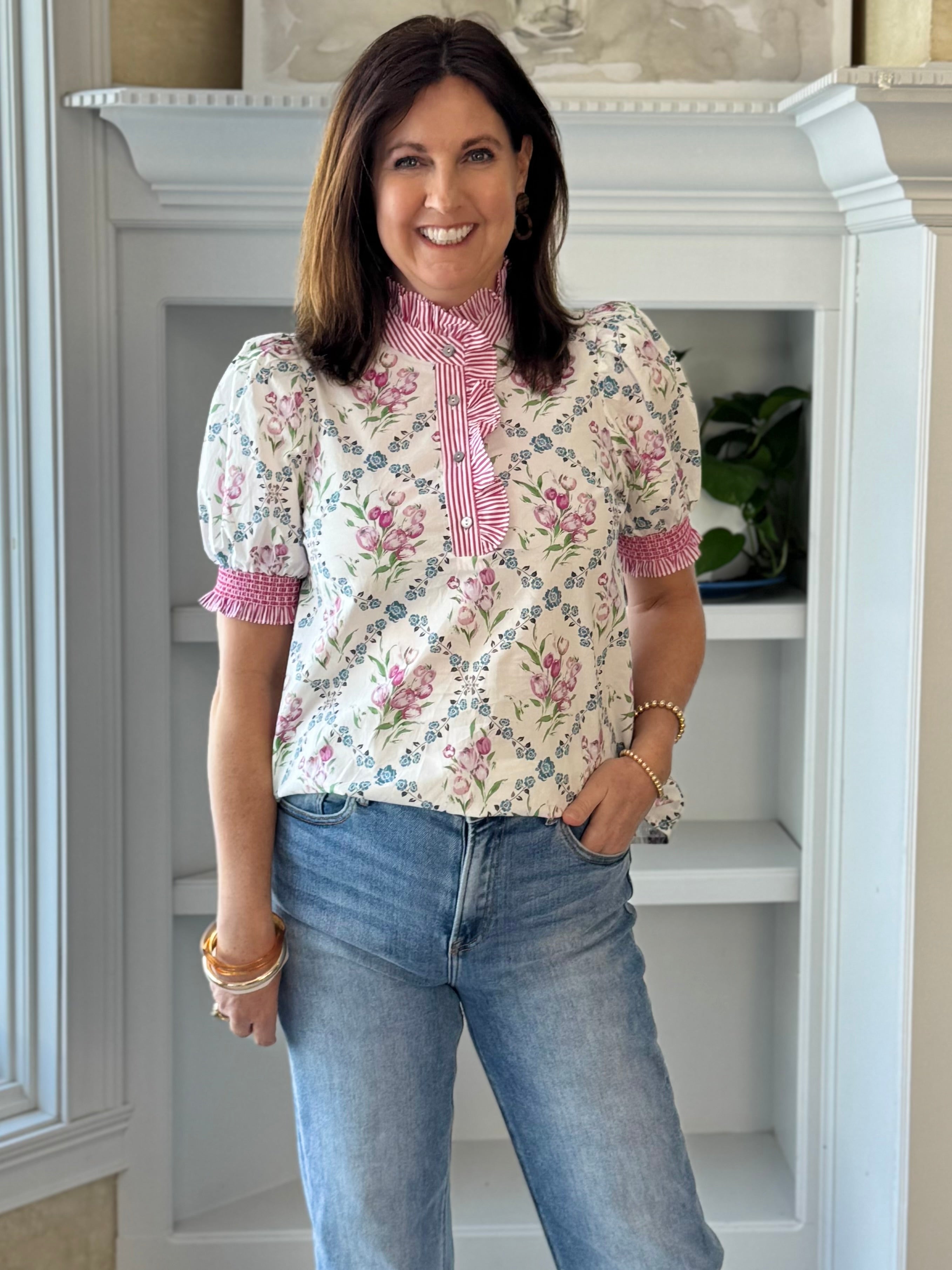 Standout Floral Detail Top - Ivory