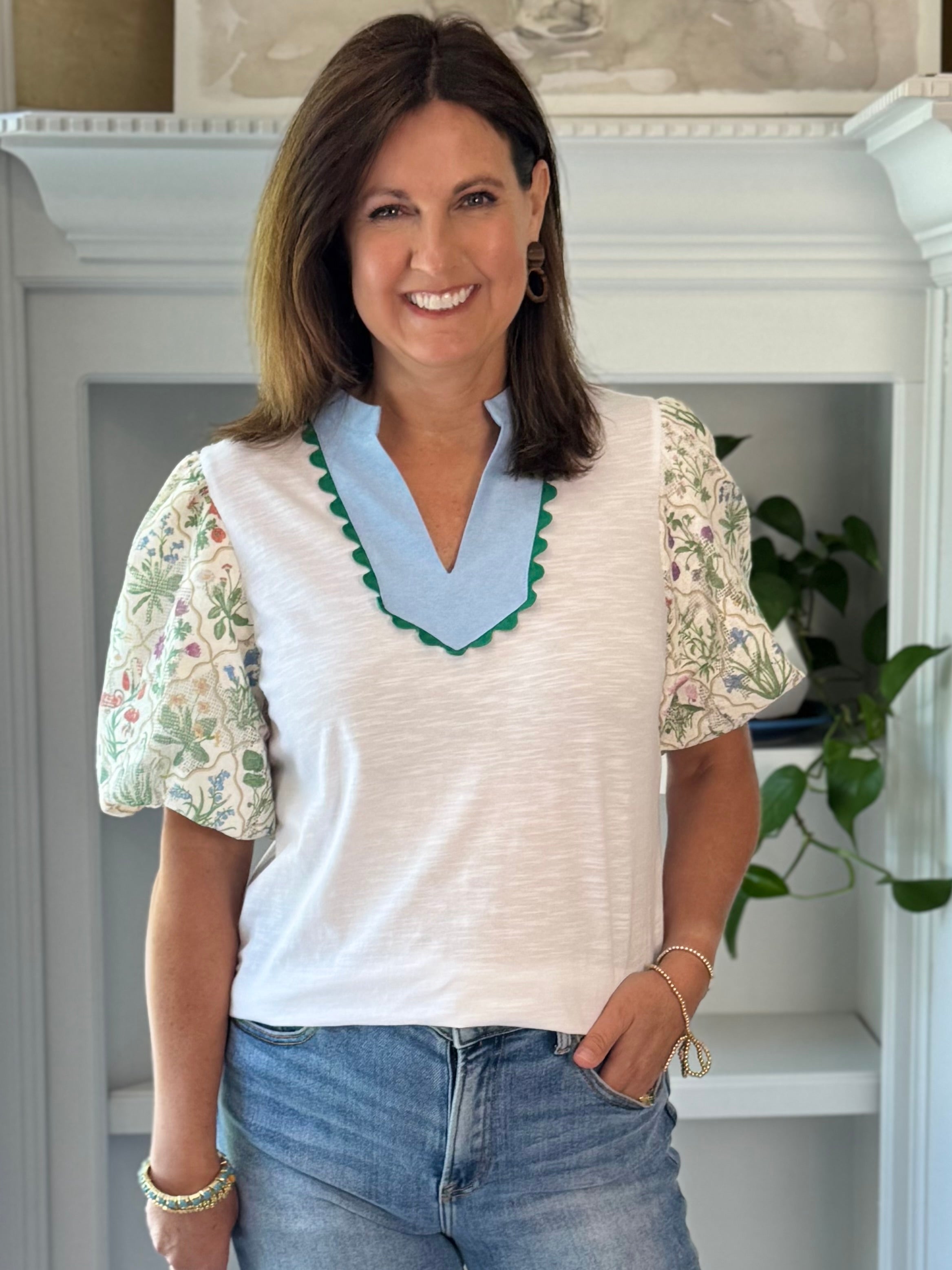 Elegant Garden Contrast Top