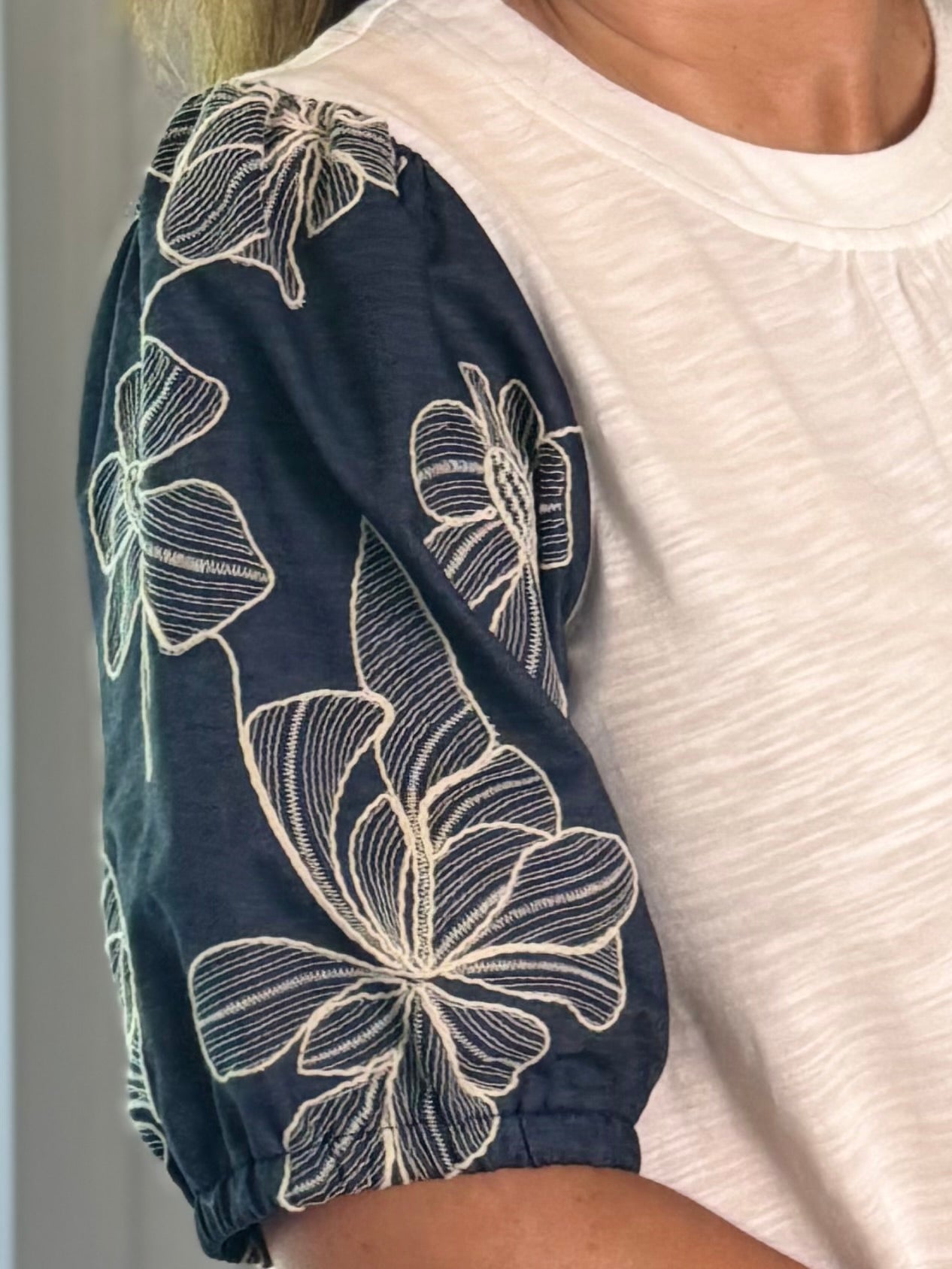 Statement Embroidered Sleeve Top
