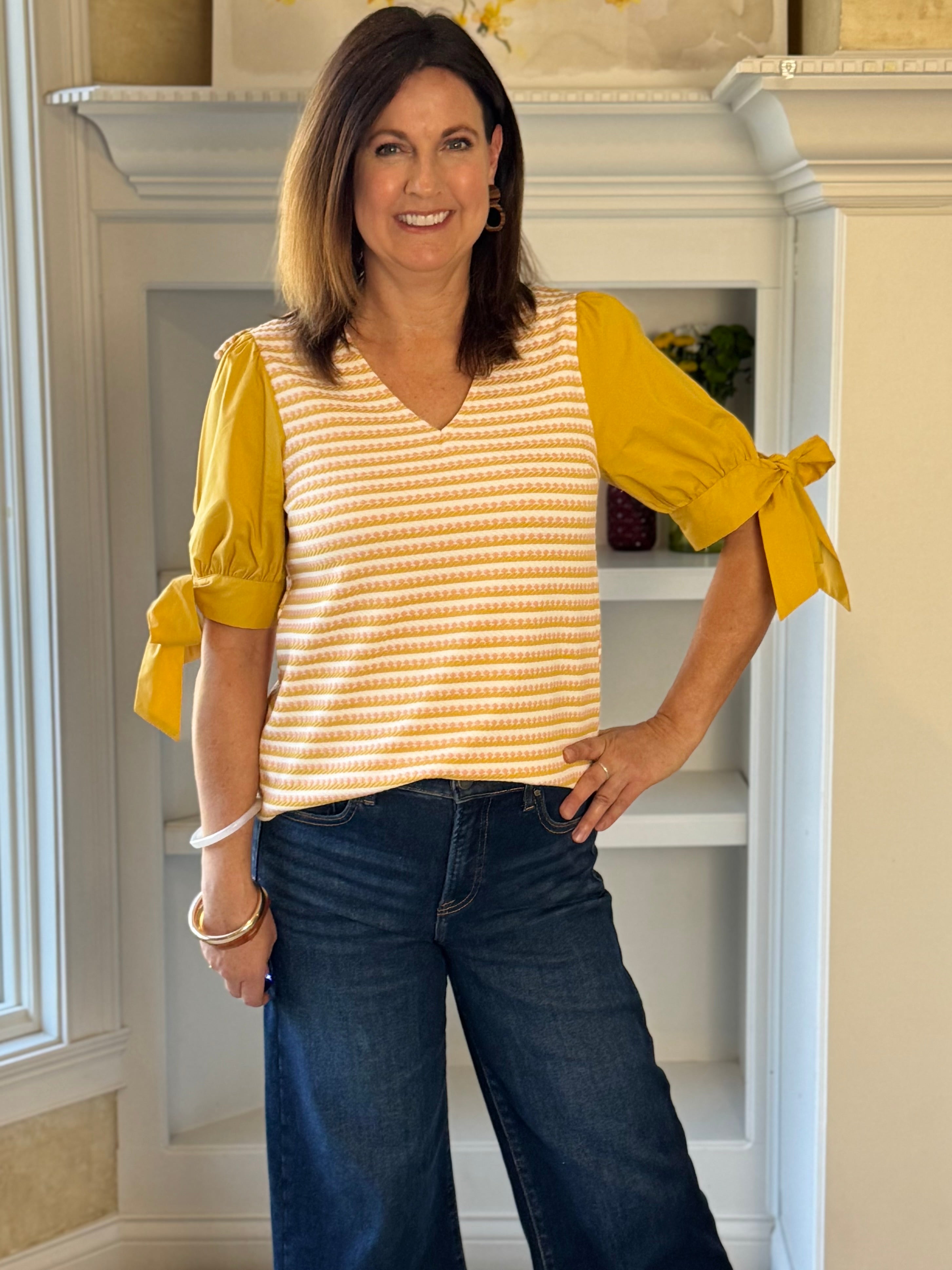 Hello Sunshine Tie-Sleeve Top
