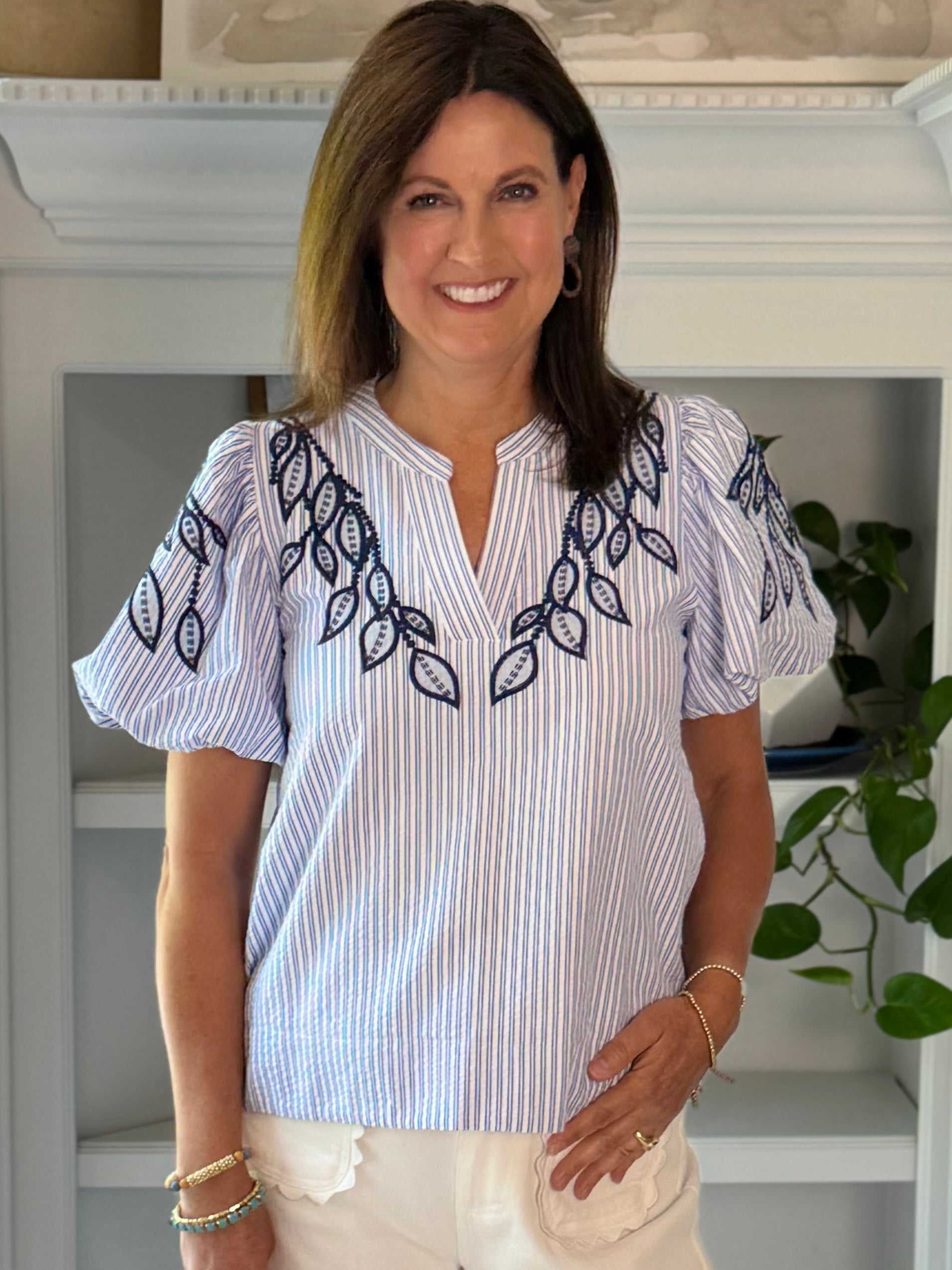 Coastal Charm Embroidered Top