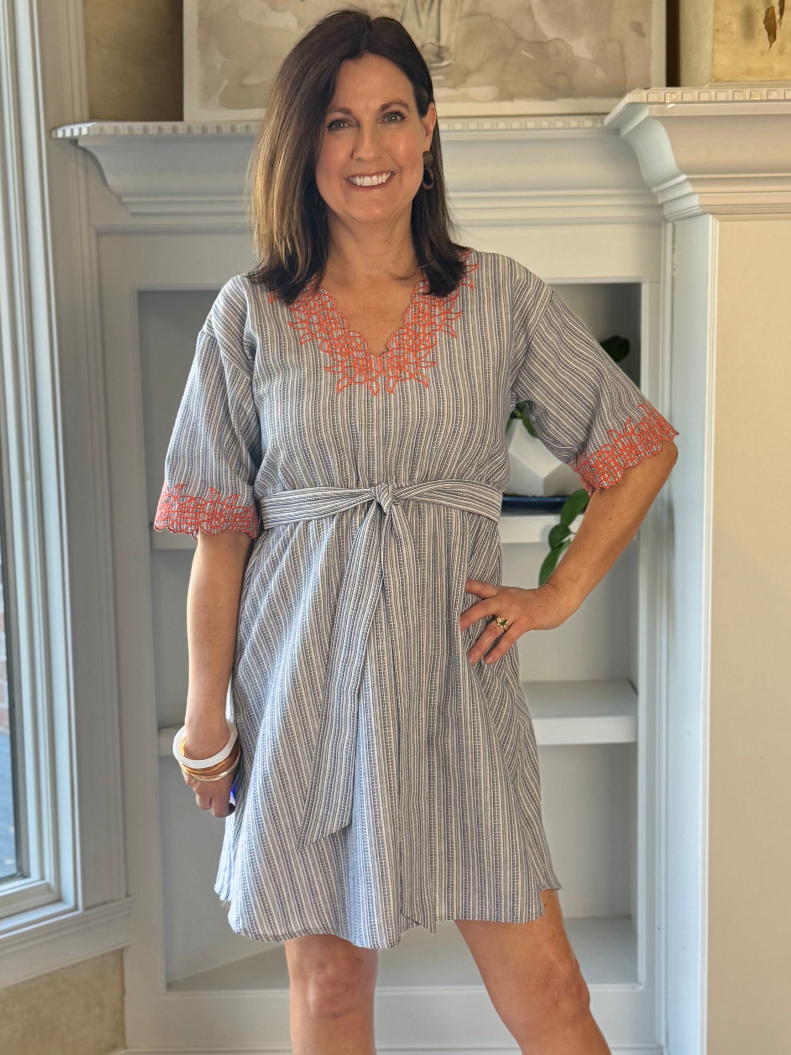 Radiant Striped Tie-Waist Dress
