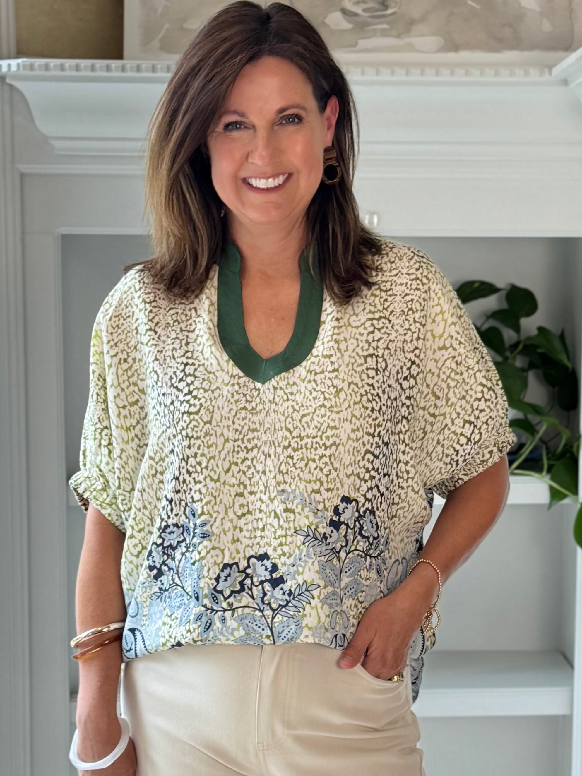 Olive Grove Print Top