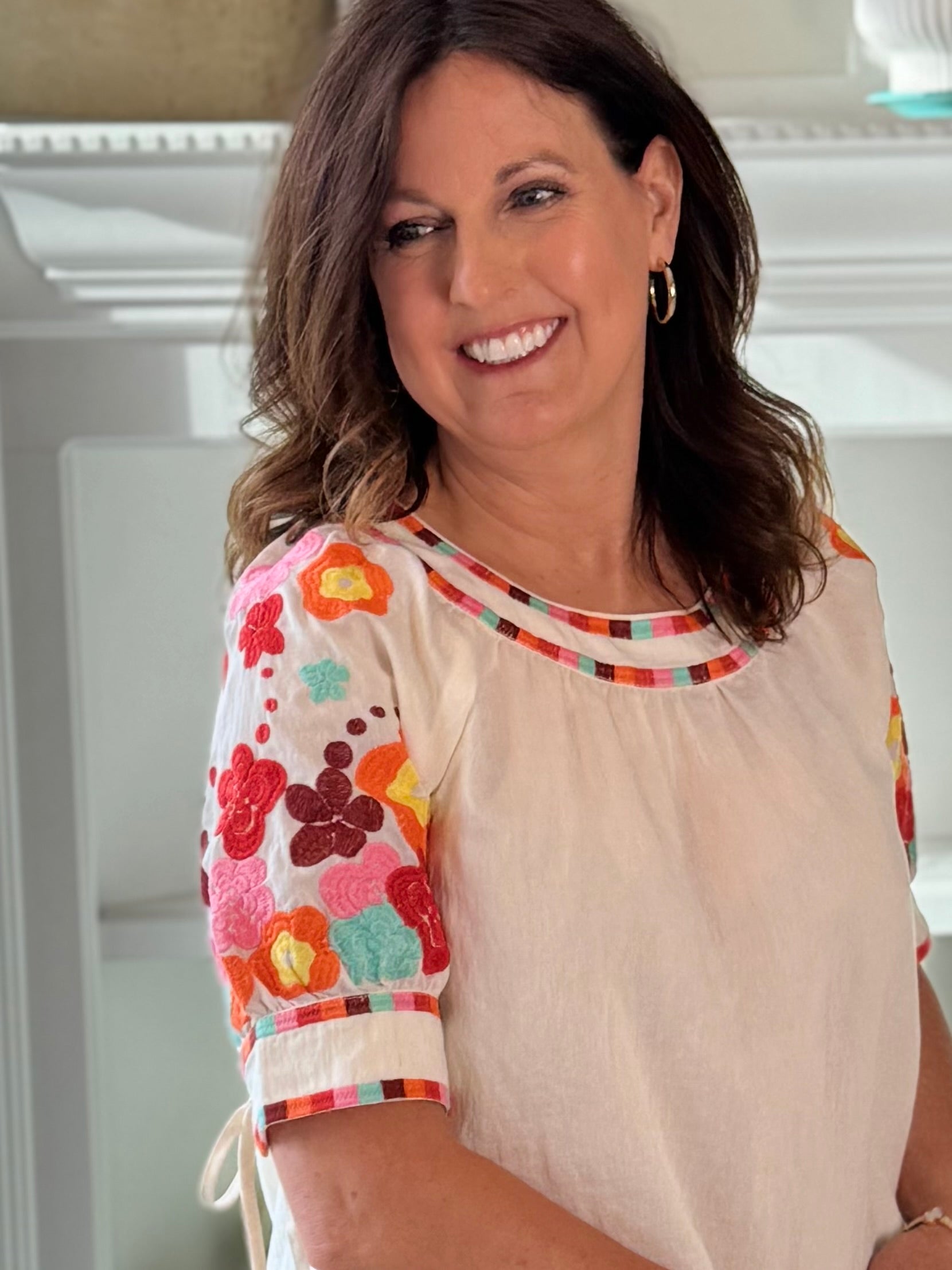 THML Color Pop Embroidered Top