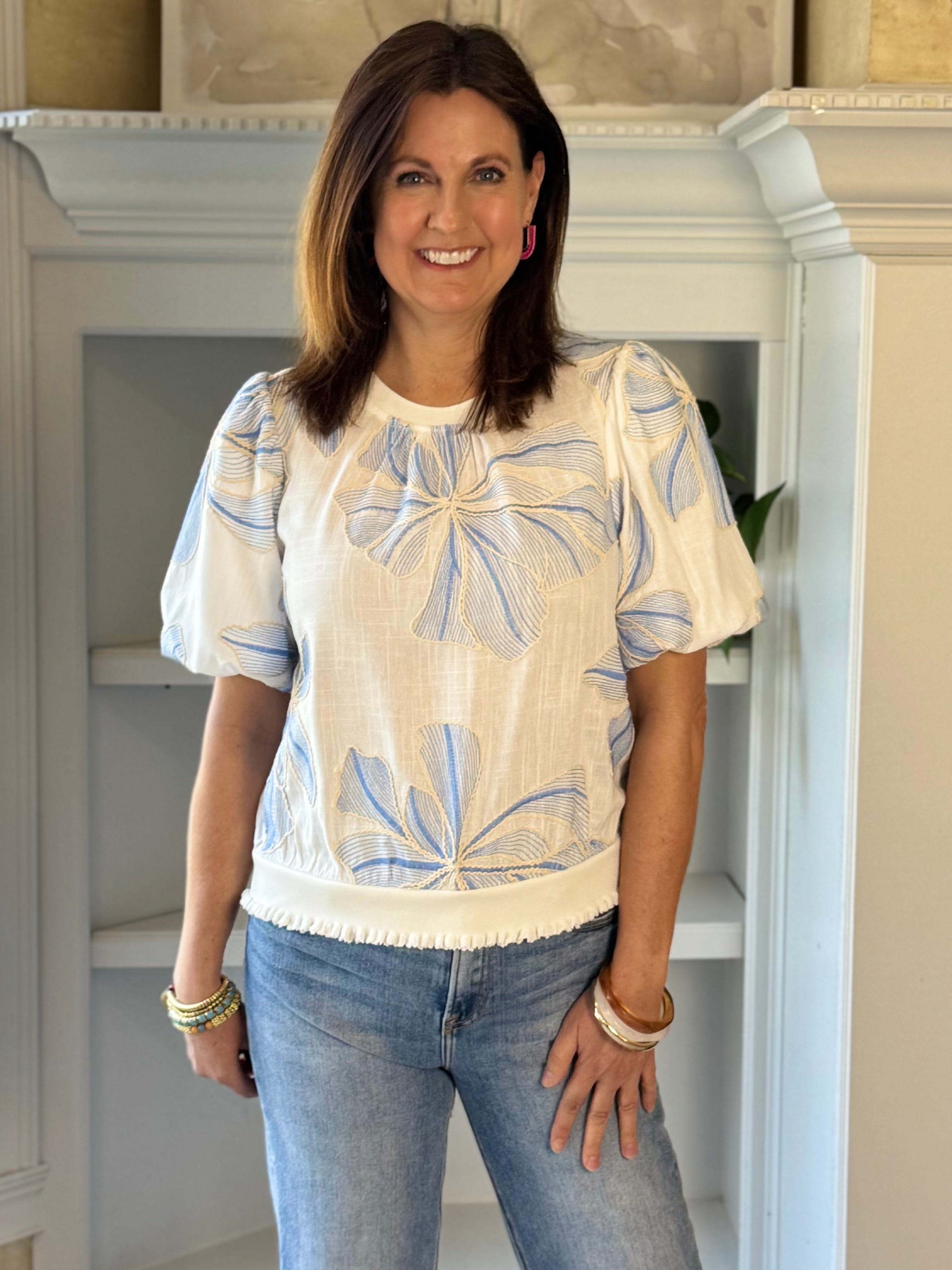 Meadow Embroidered Top - Ivory