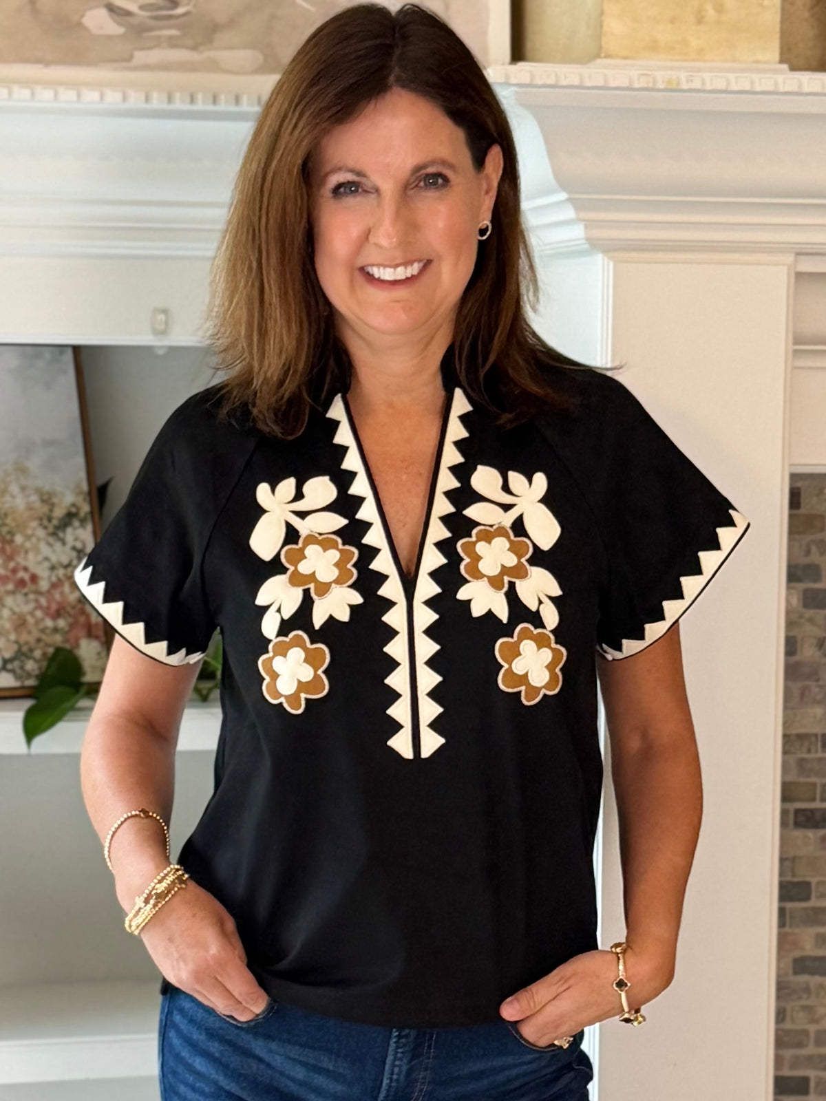 THML Wild Trails Embroidered Top