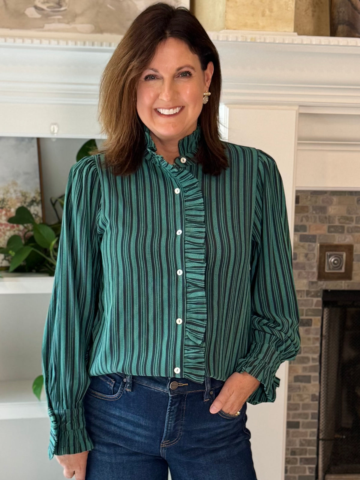 Striped Perfection Blouse - Green