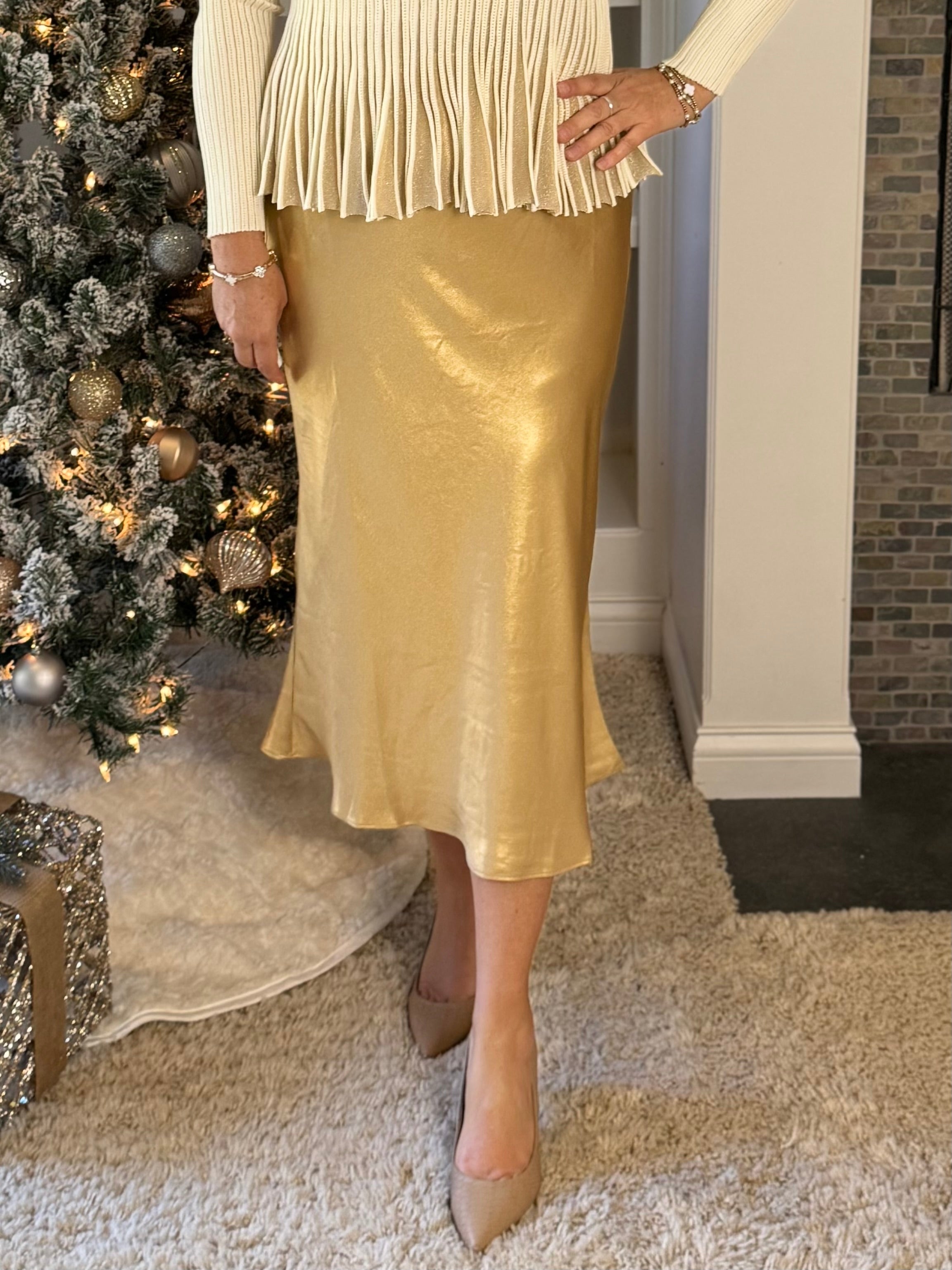 Current Air Champagne Slip Skirt