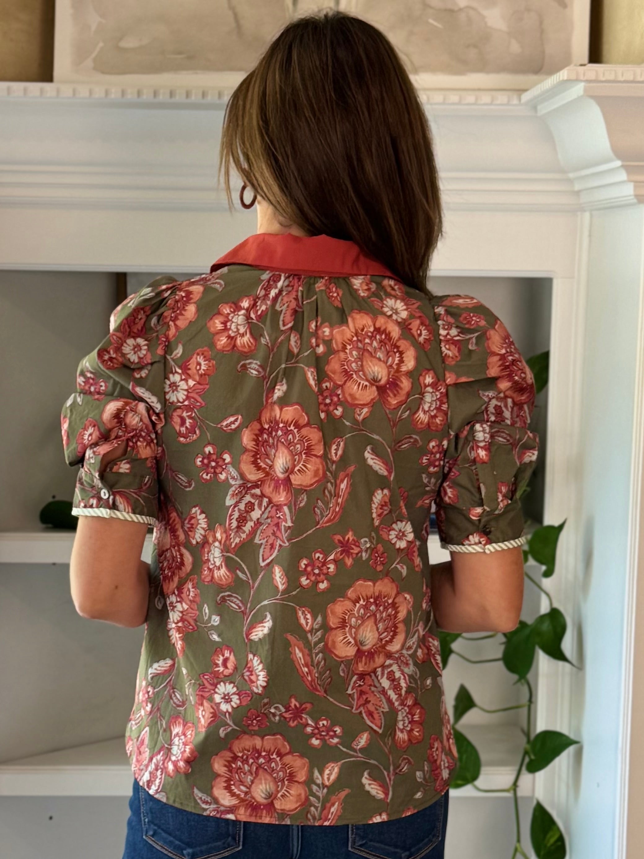 Harvest Garden Floral Contrast Top