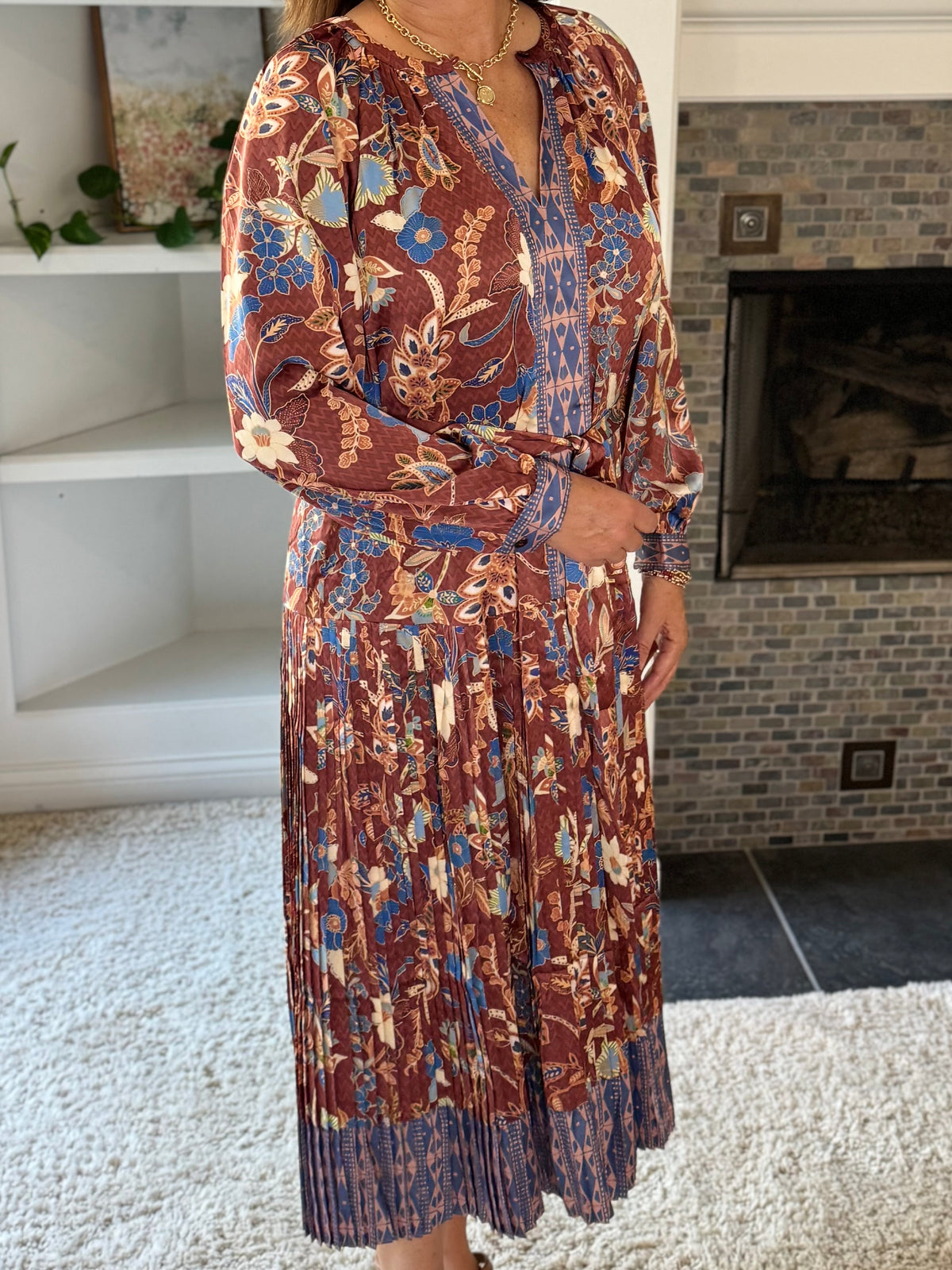 Current Air Floral Edit Pleated Midi Dress
