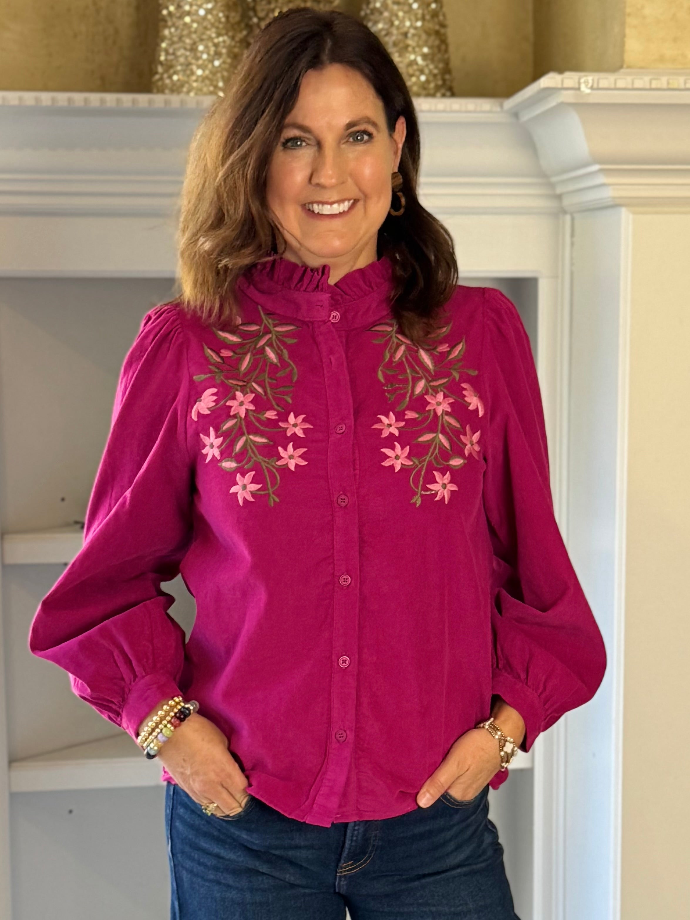 Magenta Muse Corduroy Blouse