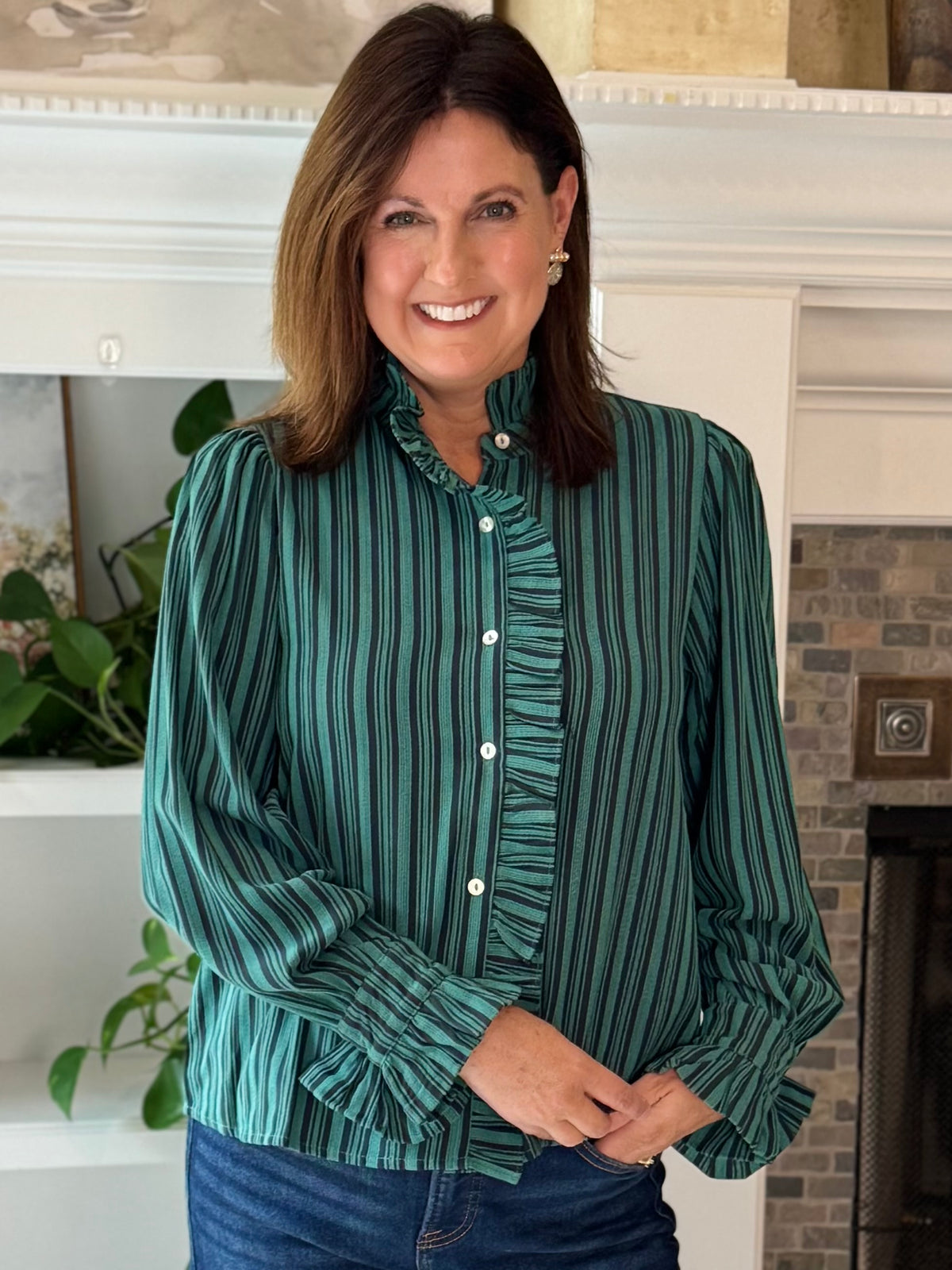 Striped Perfection Blouse - Green