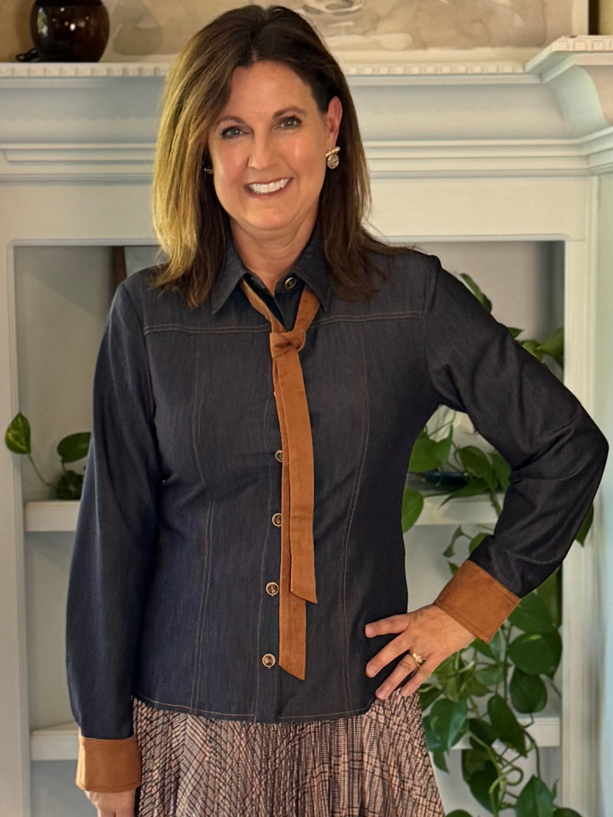 Current Air Best Dressed Tie Blouse