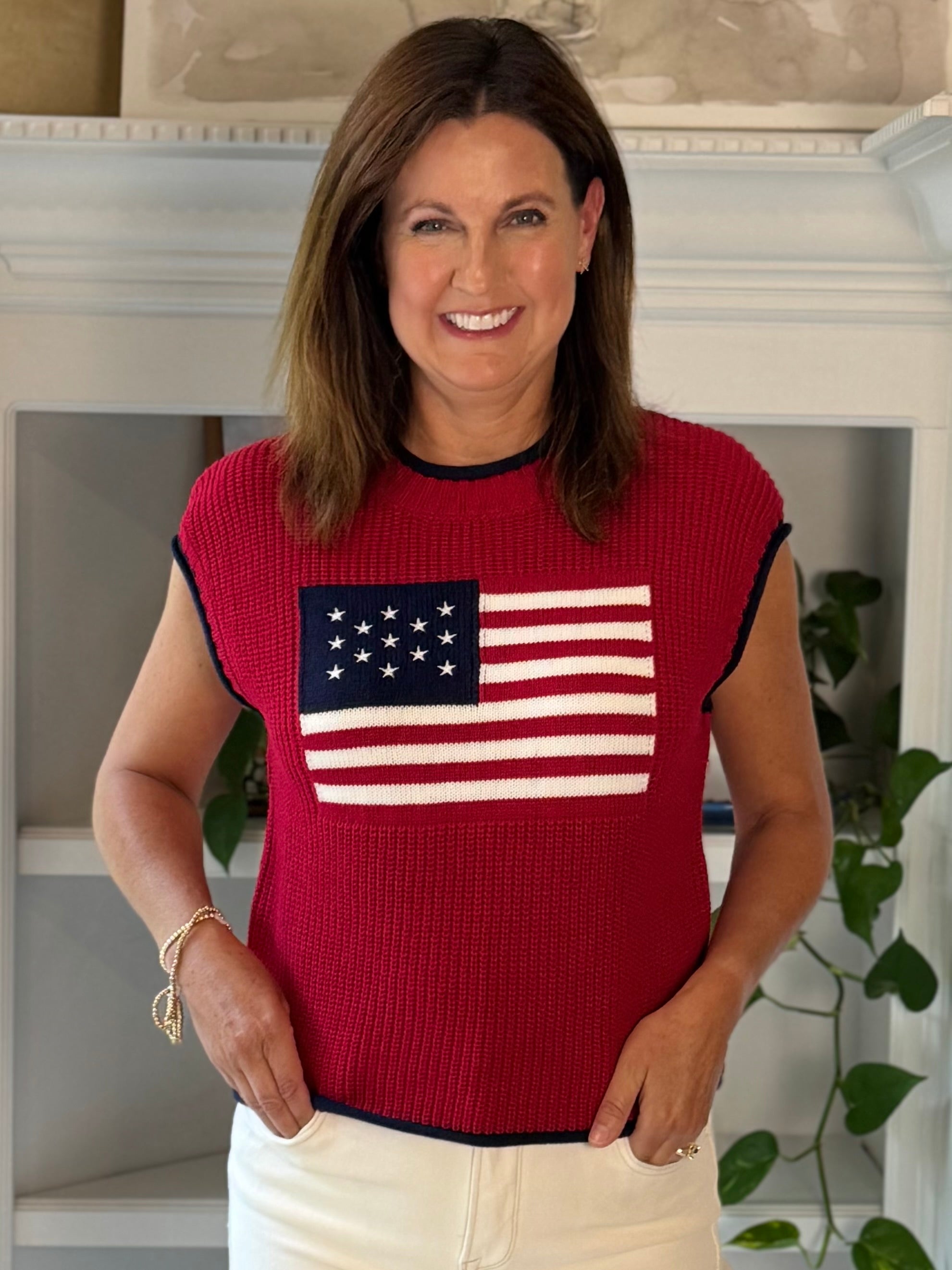 Stars & Stripes Knit Top - Red