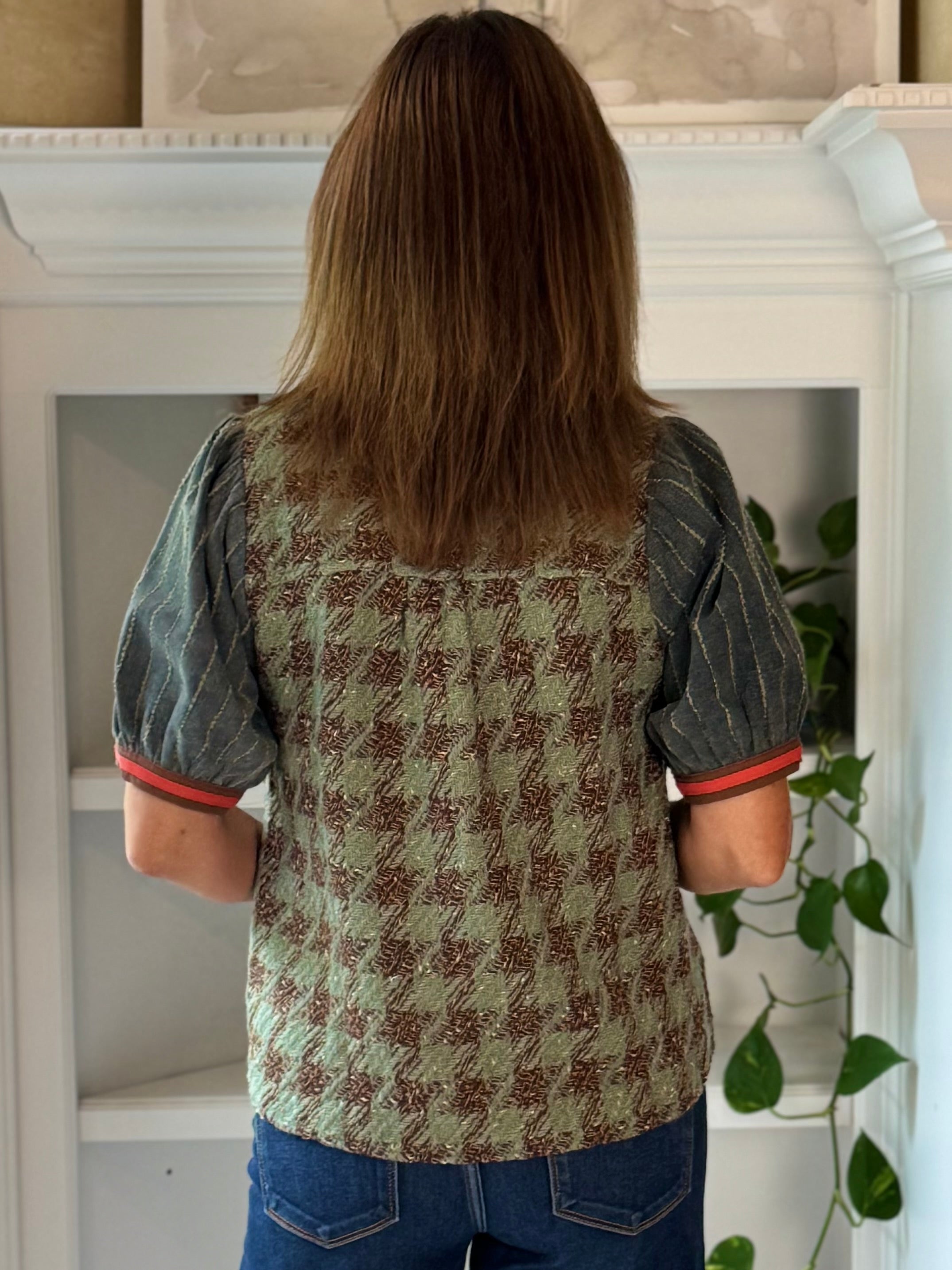 Heritage Houndstooth Tweed Top