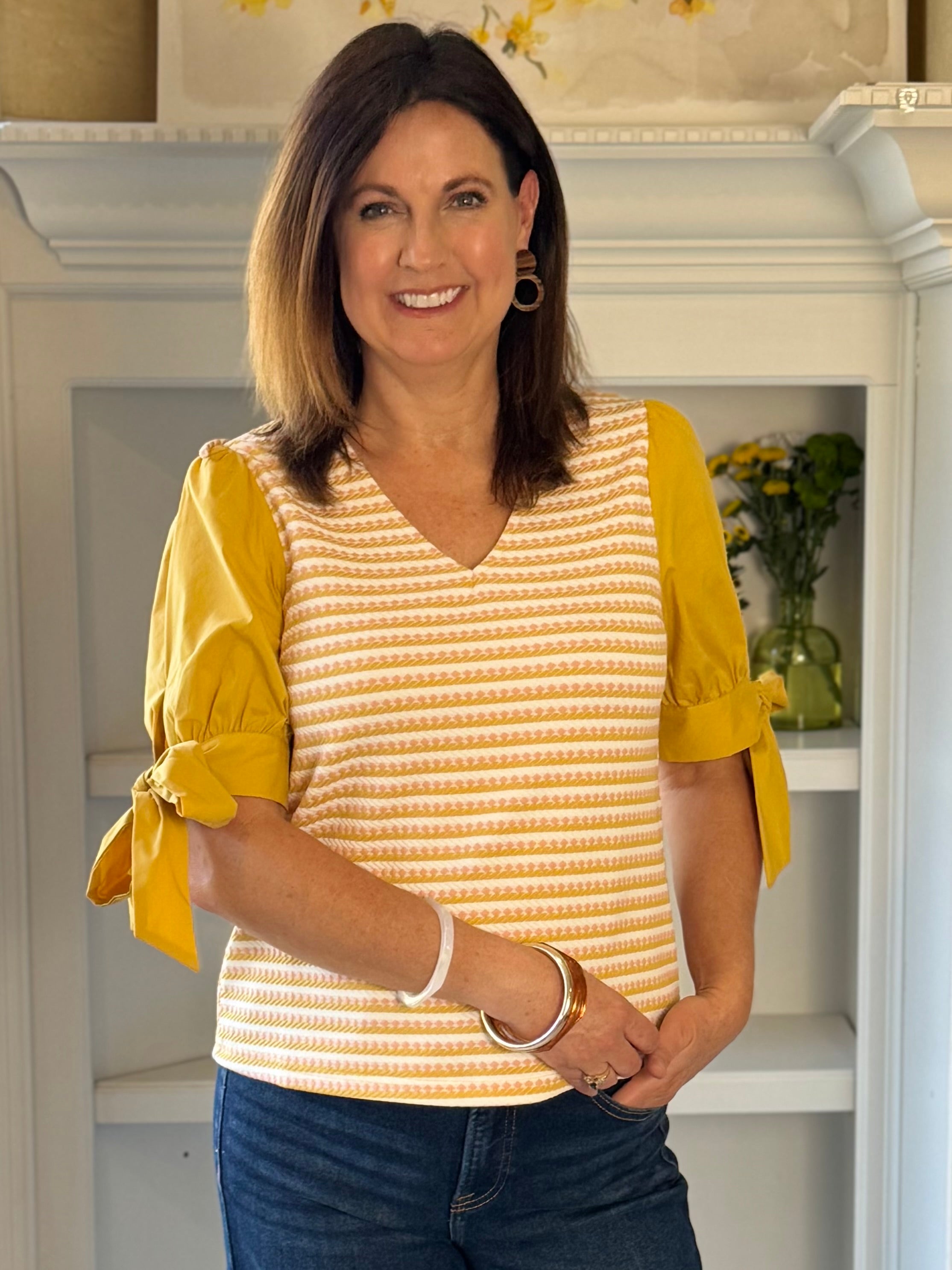 Hello Sunshine Tie-Sleeve Top
