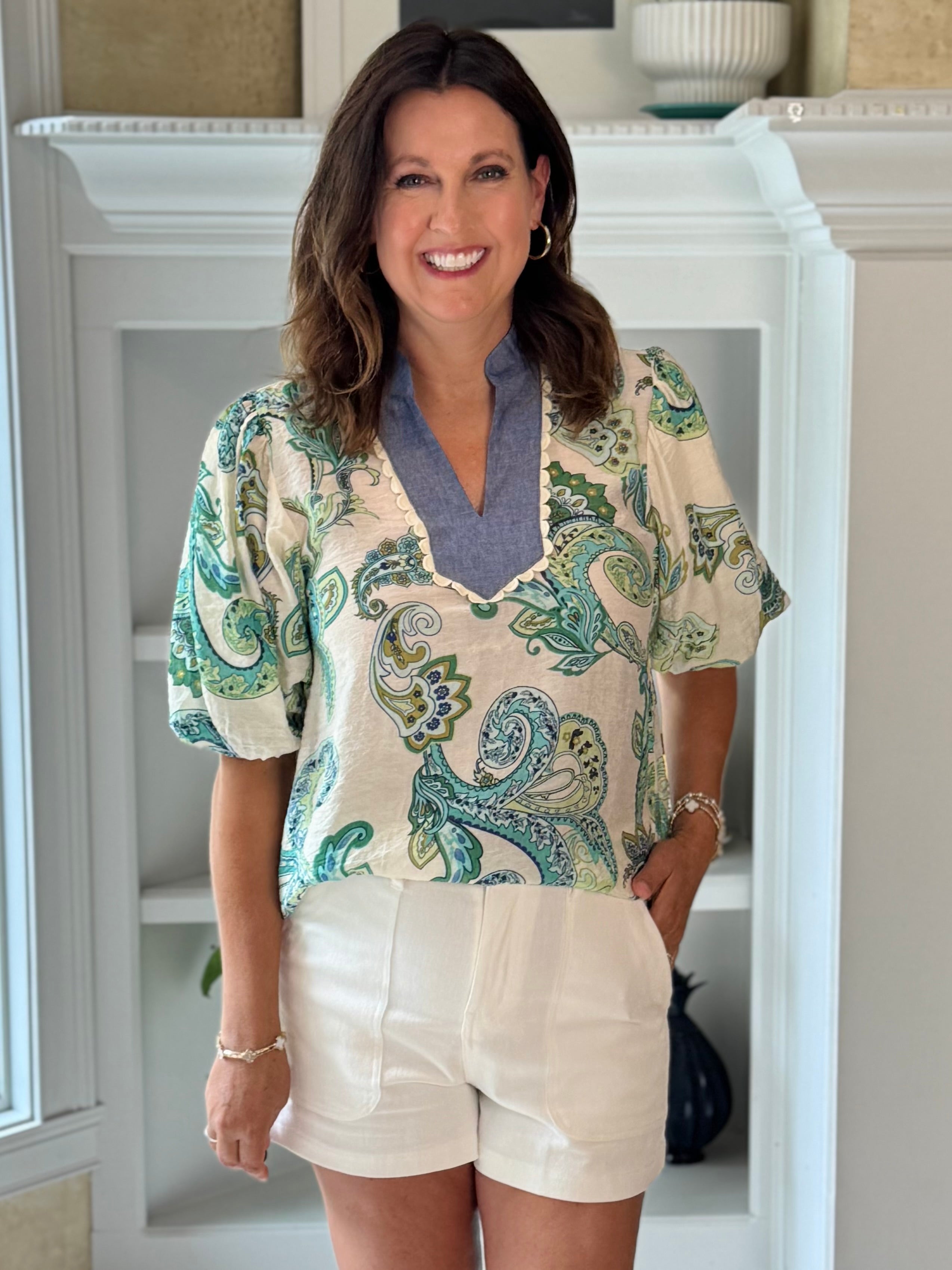 THML Paisley Pop Contrast Top