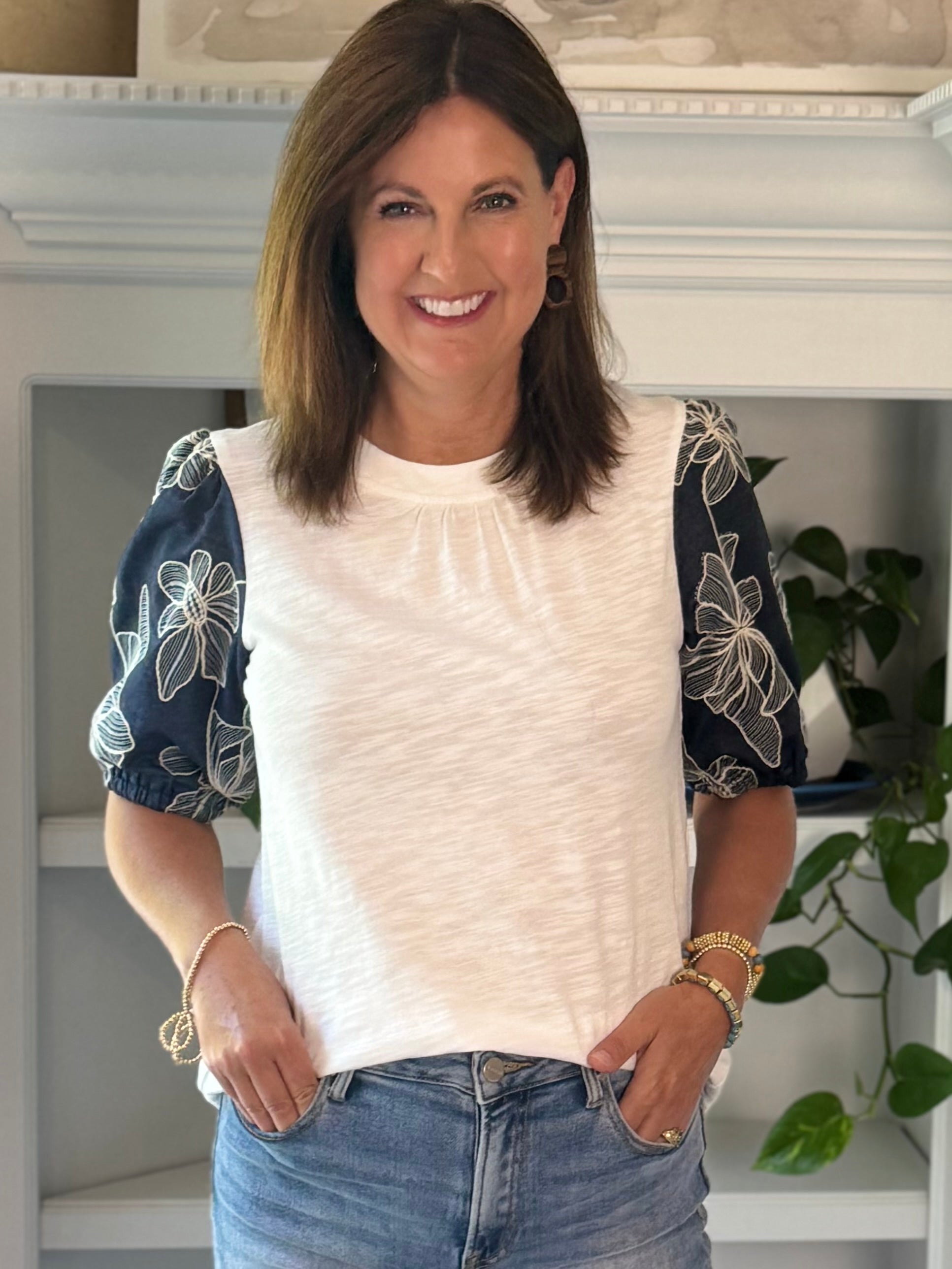 Statement Embroidered Sleeve Top
