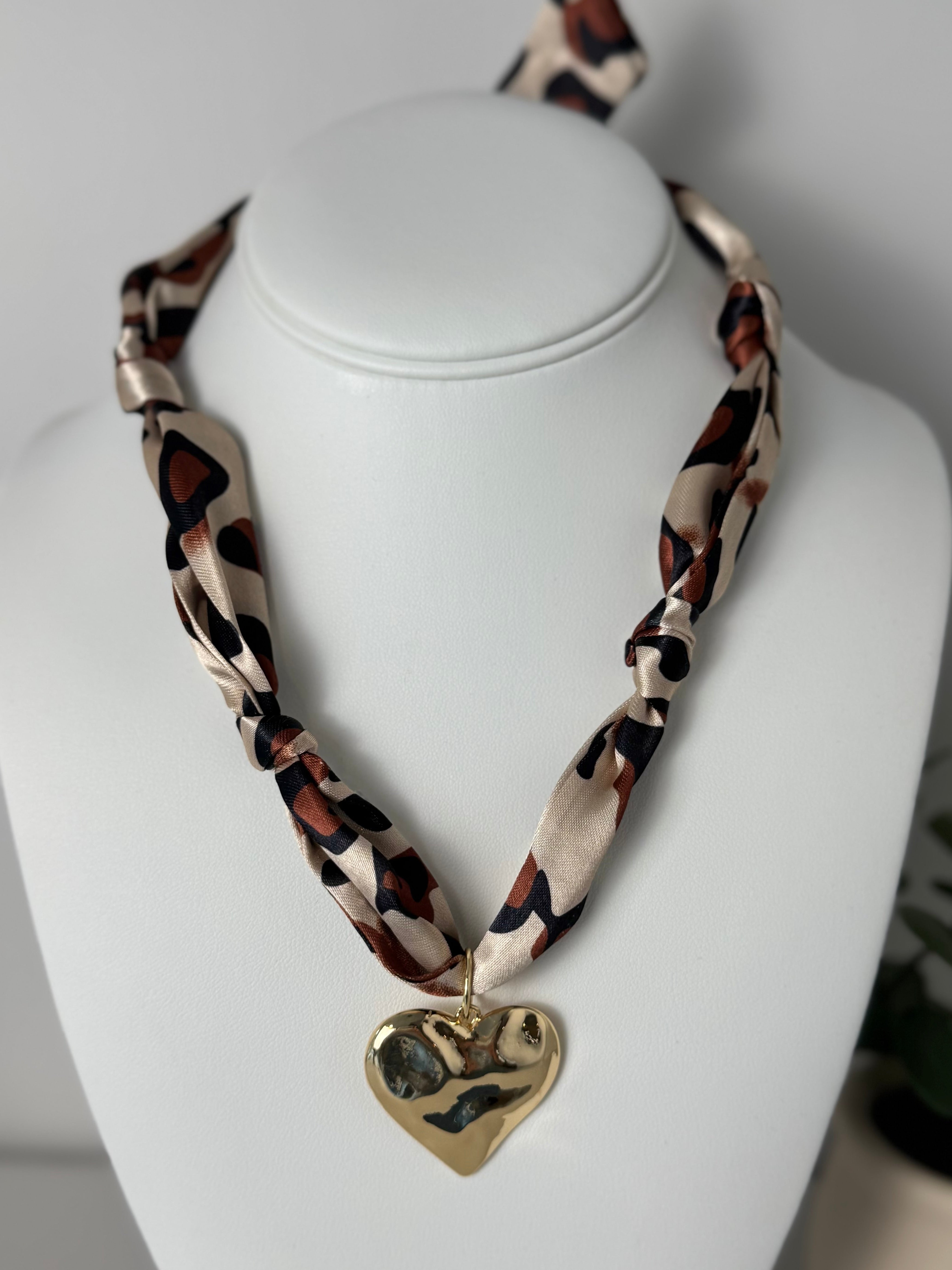 Leopard Heart Scarf Necklace