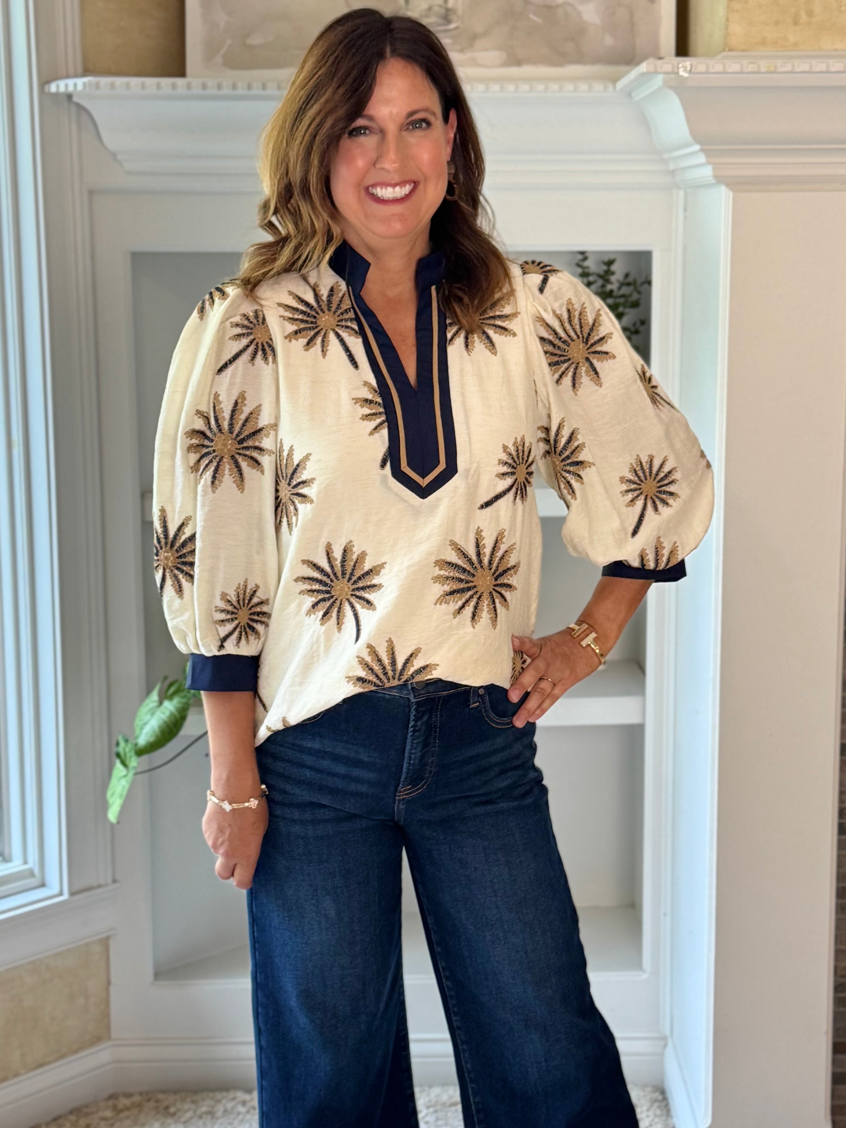 Sunburst Embroidered Top
