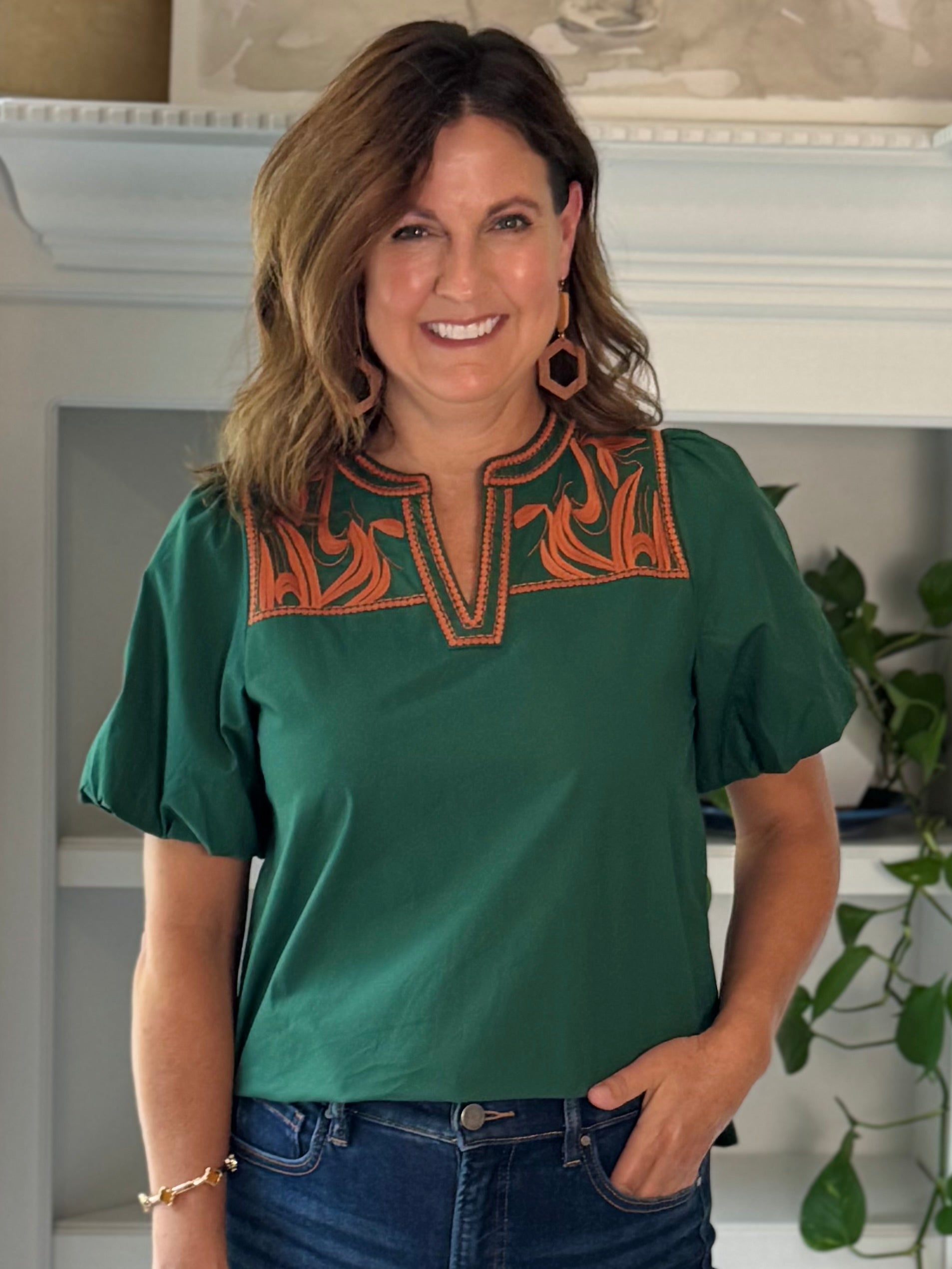 Autumn Ember Embroidered Top