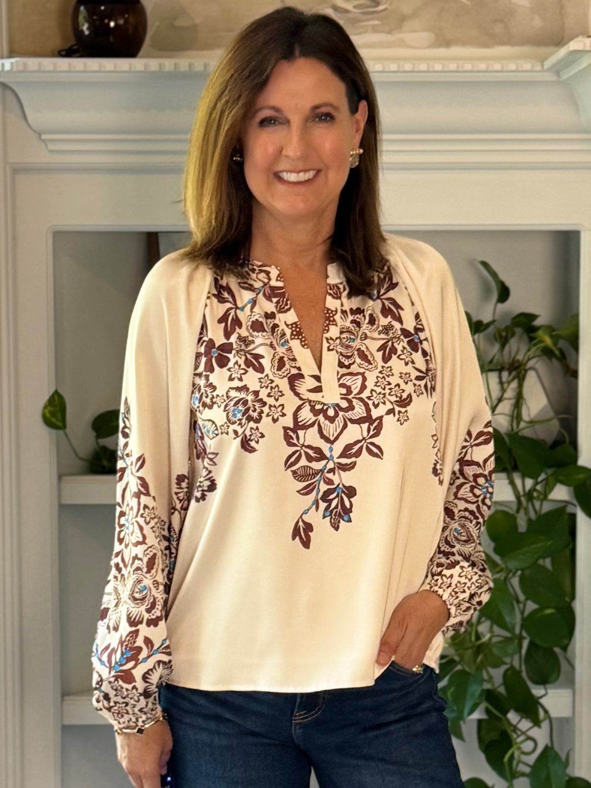 Current Air Work of Art Floral Blouse