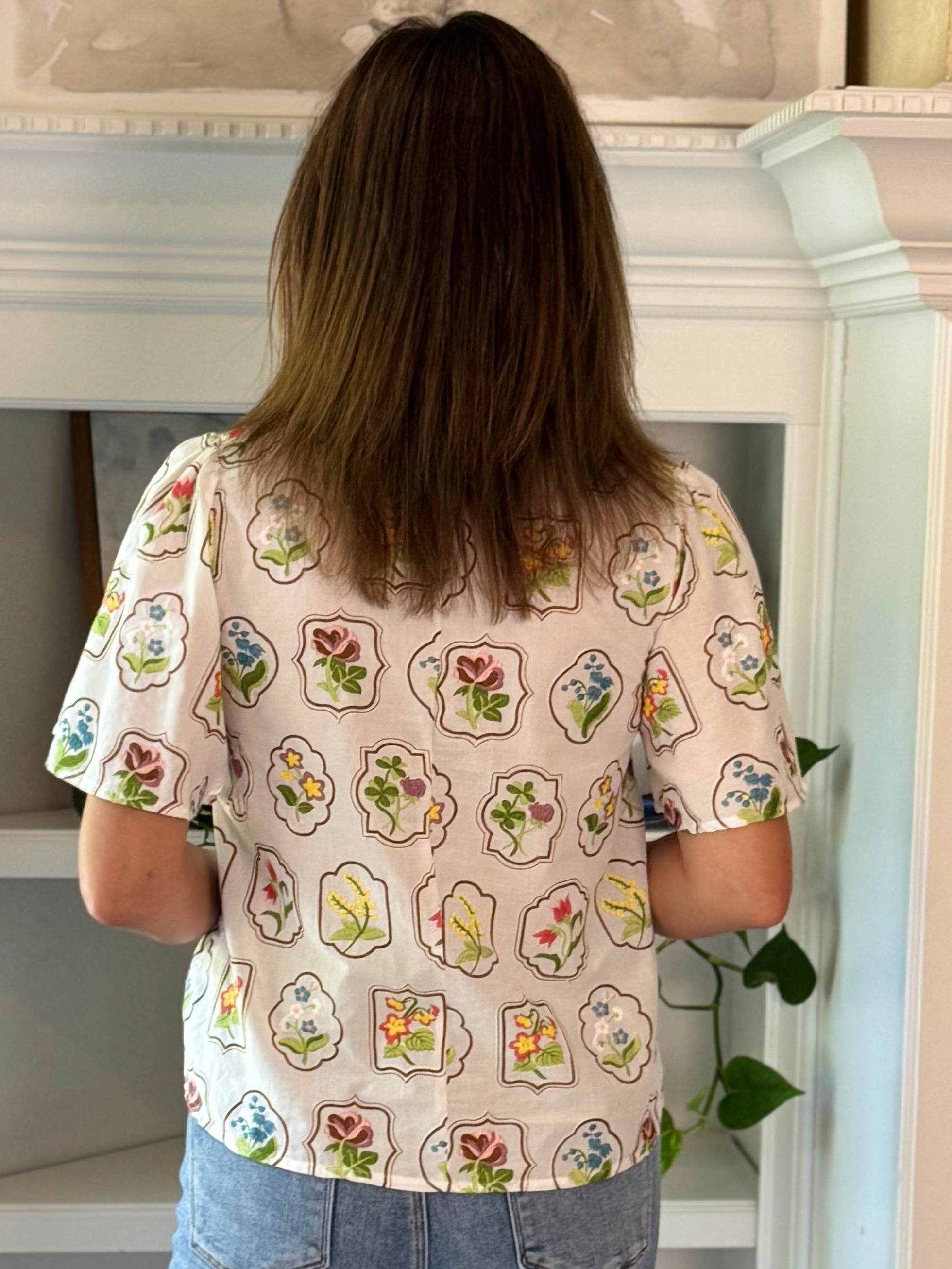 Botanical Charm Embroidered Top