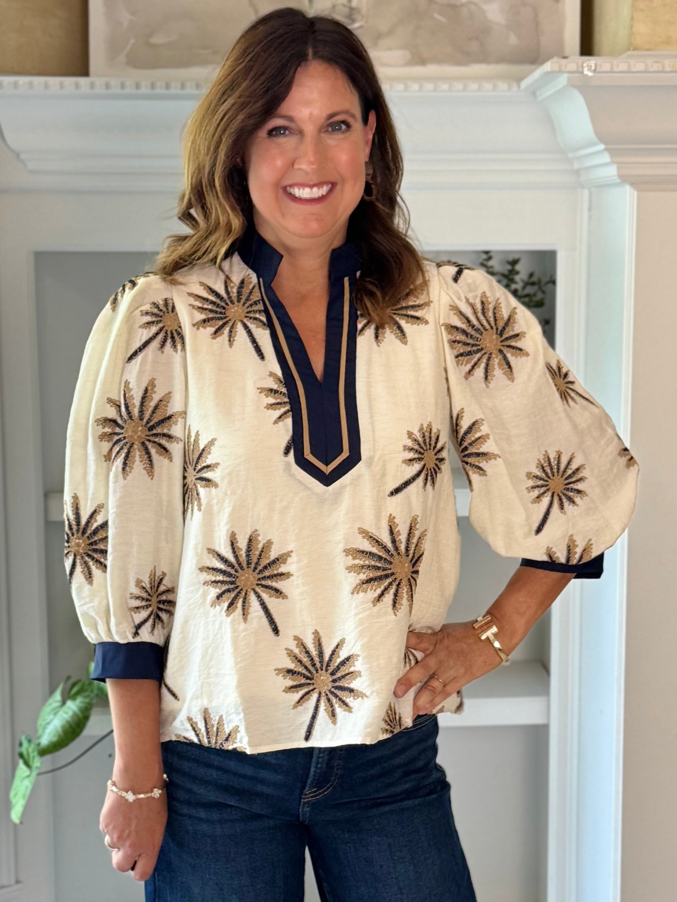 Sunburst Embroidered Top