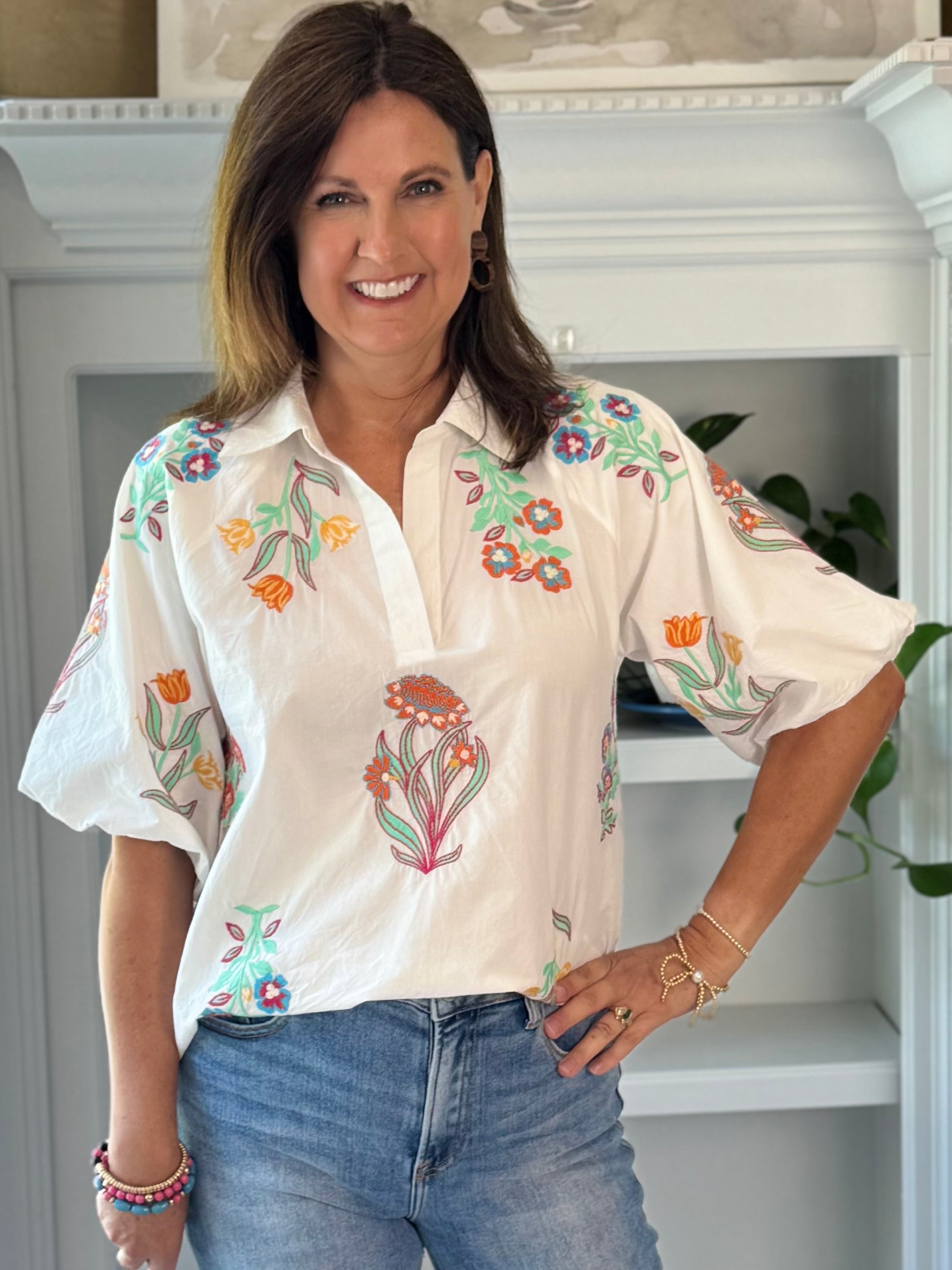 THML Joyful Bloom Embroidered Top