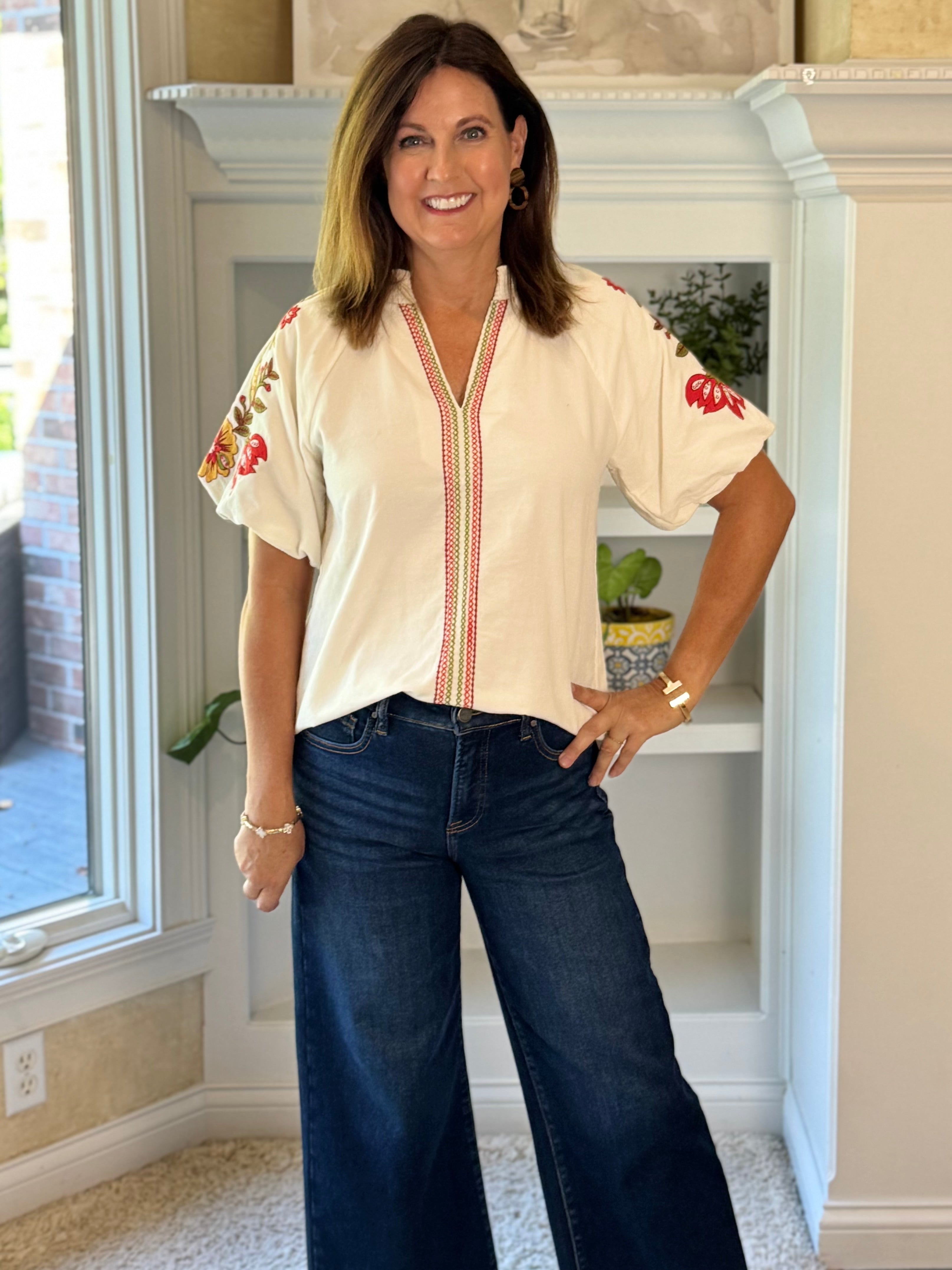 THML Corduroy Spirit Embroidered Top