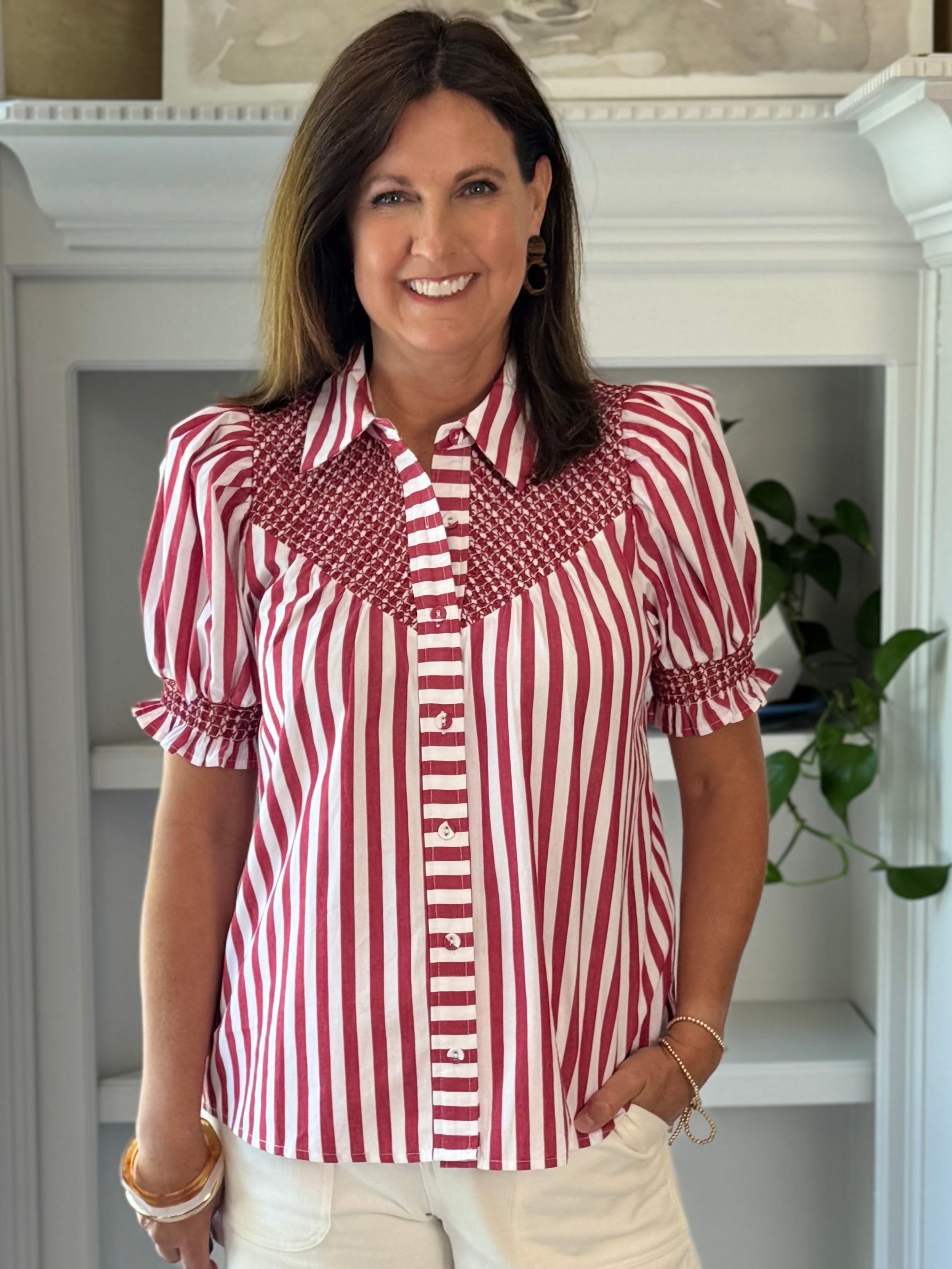 Red Line Striped Top