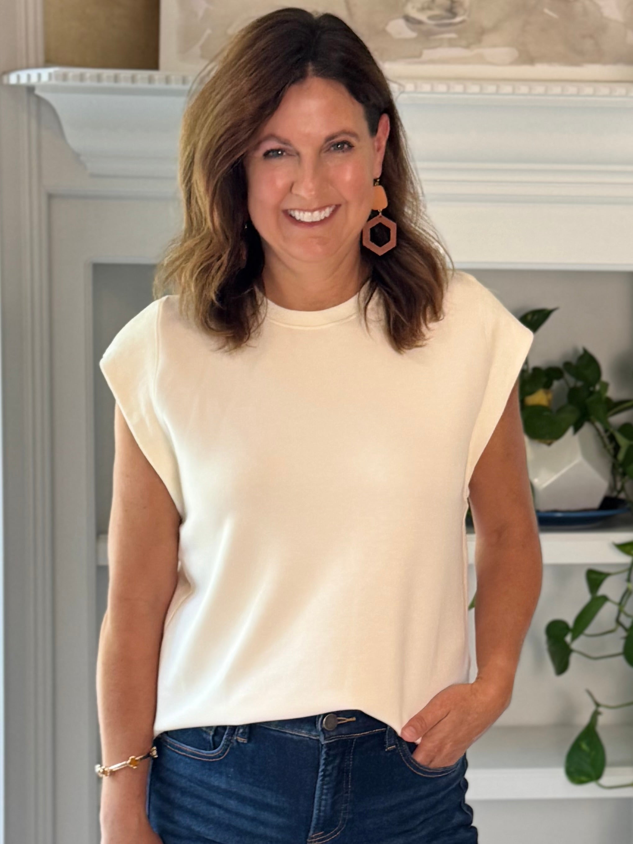 Essential Cap Sleeve Top - Ecru