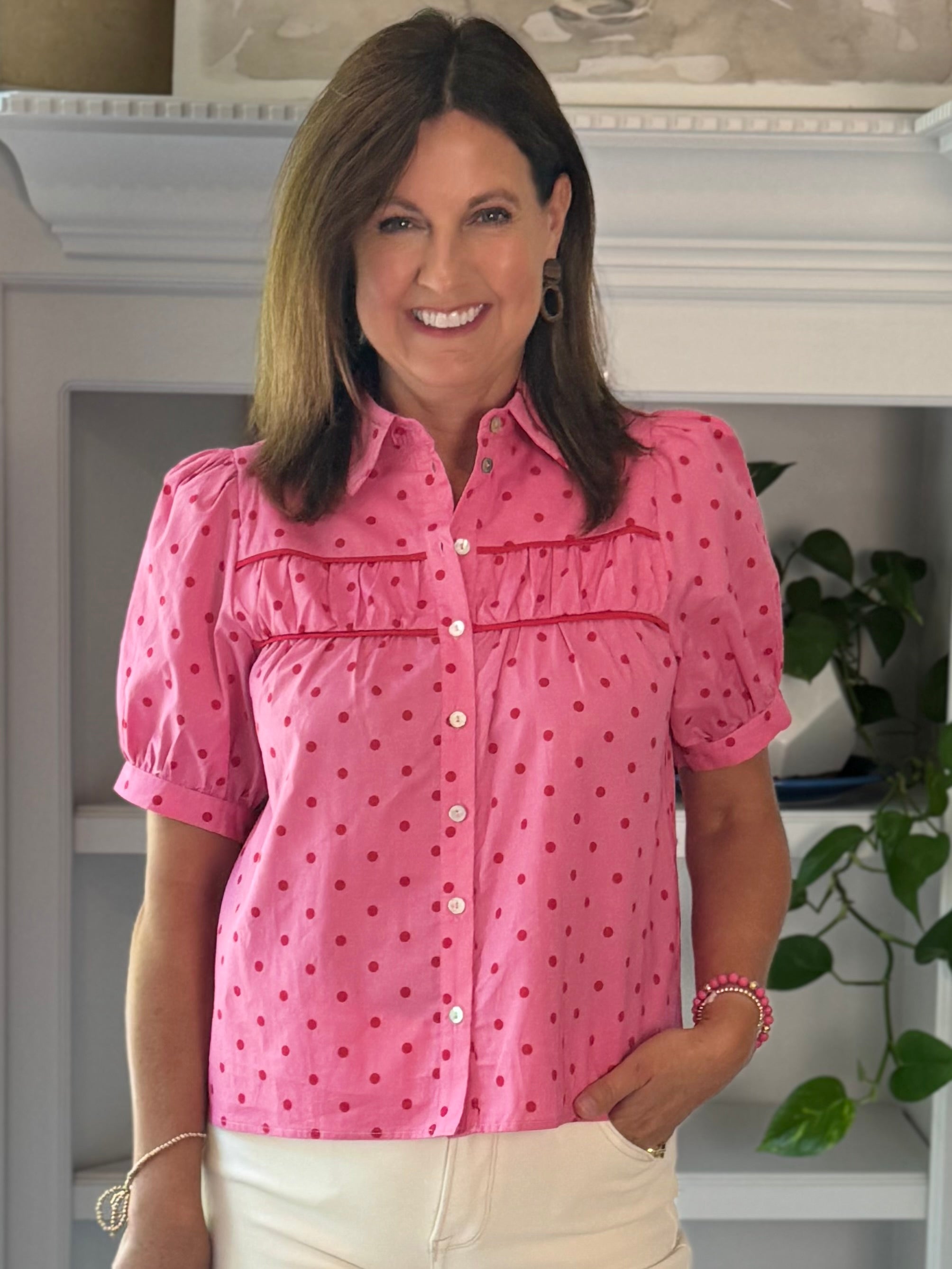 Parisian Polka Dot Top - Pink