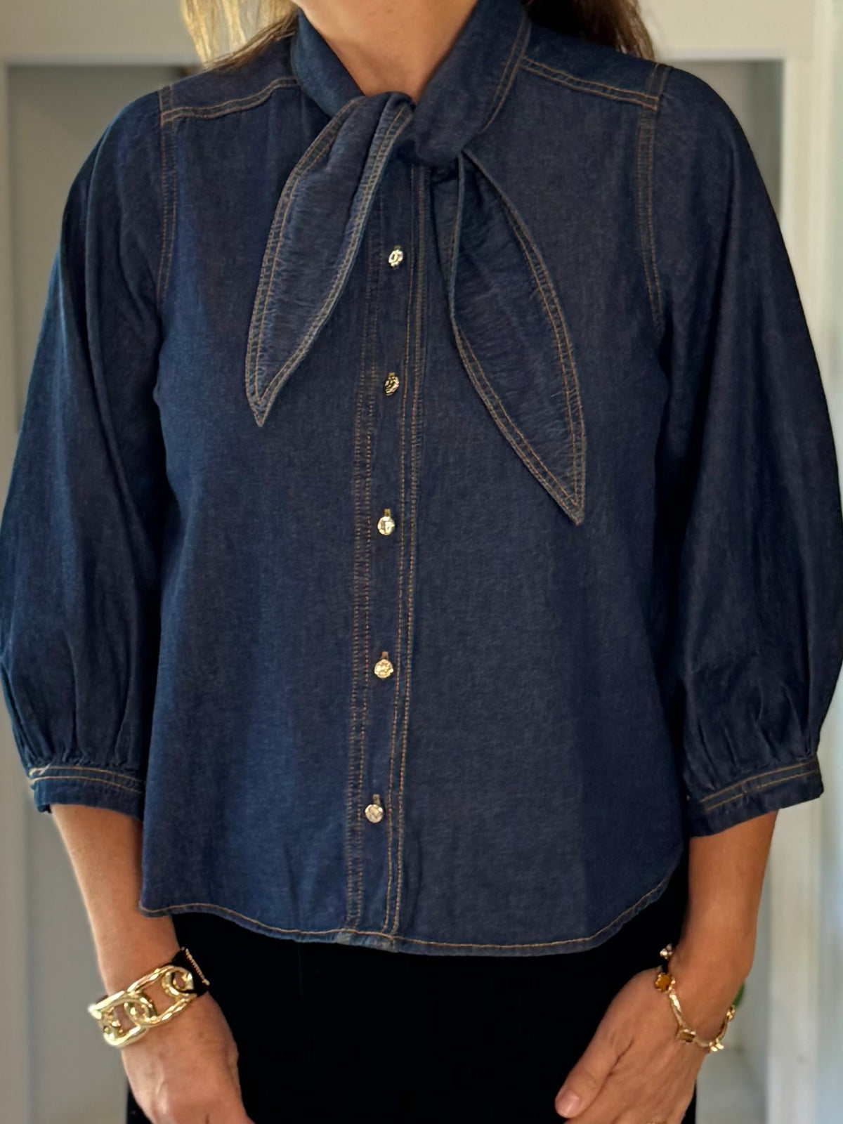 Denim With a Twist Tie Top