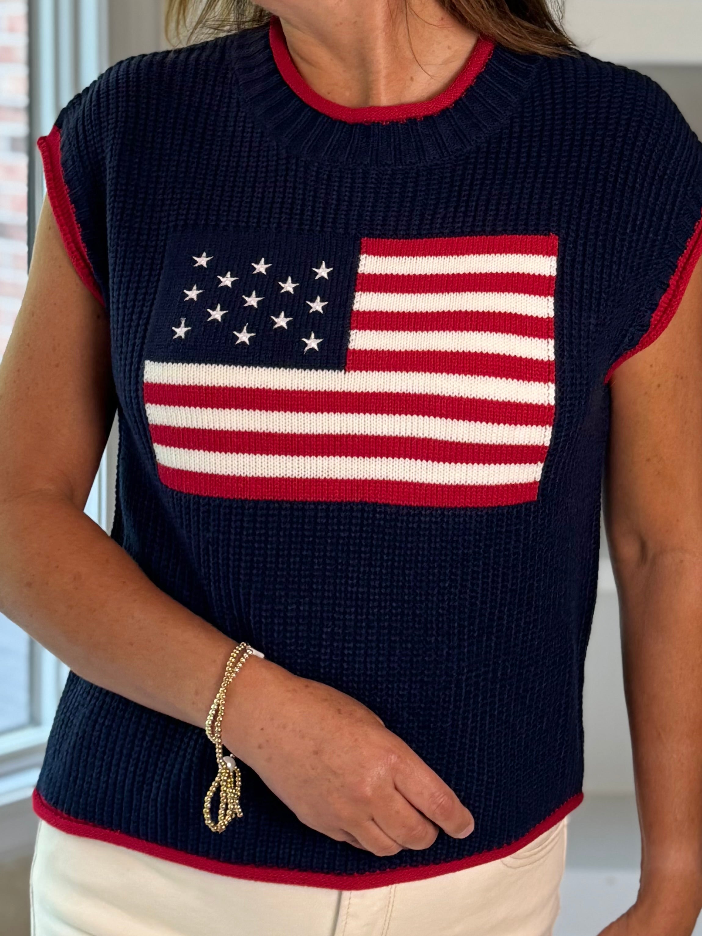 Stars & Stripes Knit Top - Navy