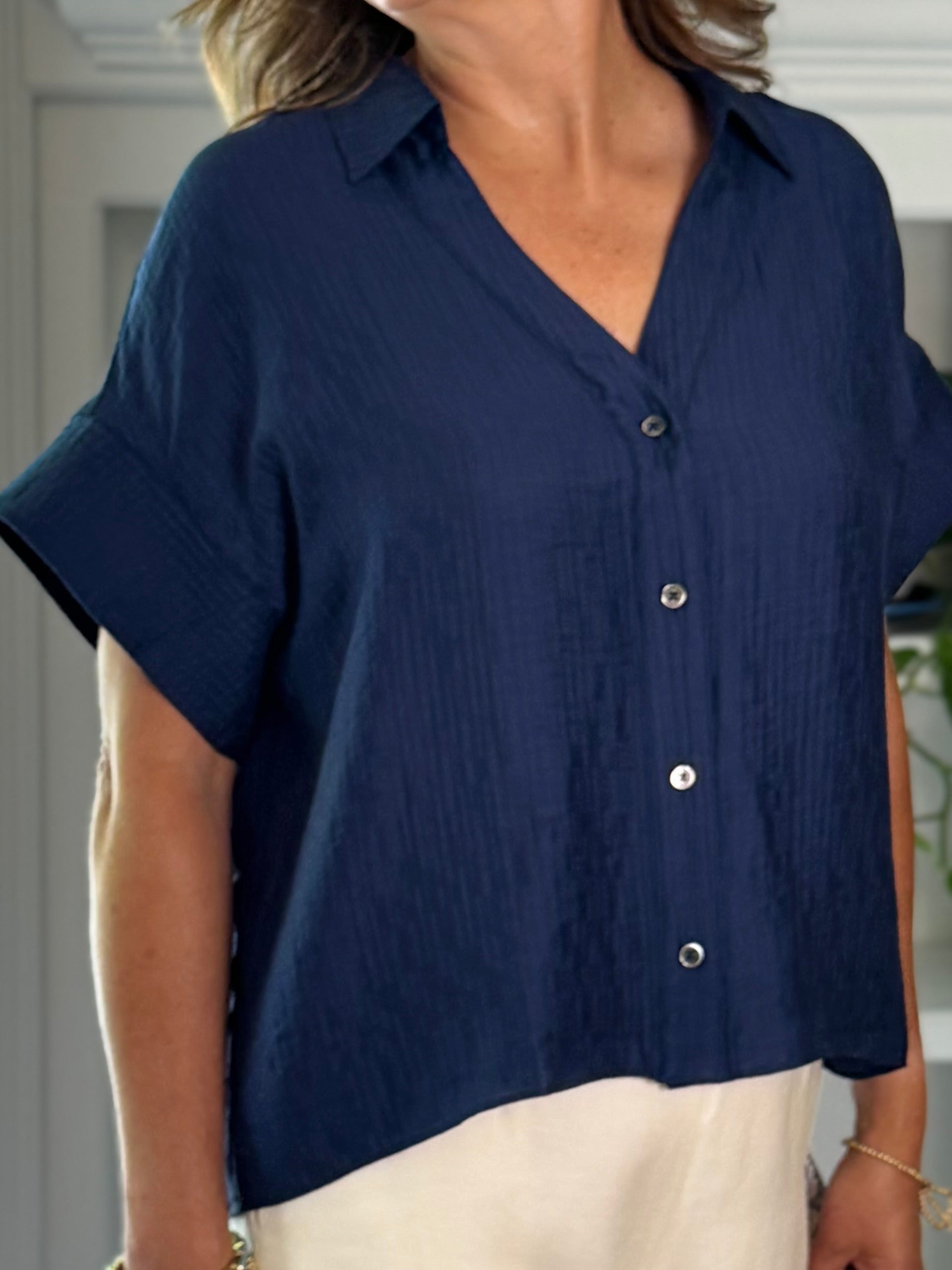 Current Air Navy Luxe Blouse